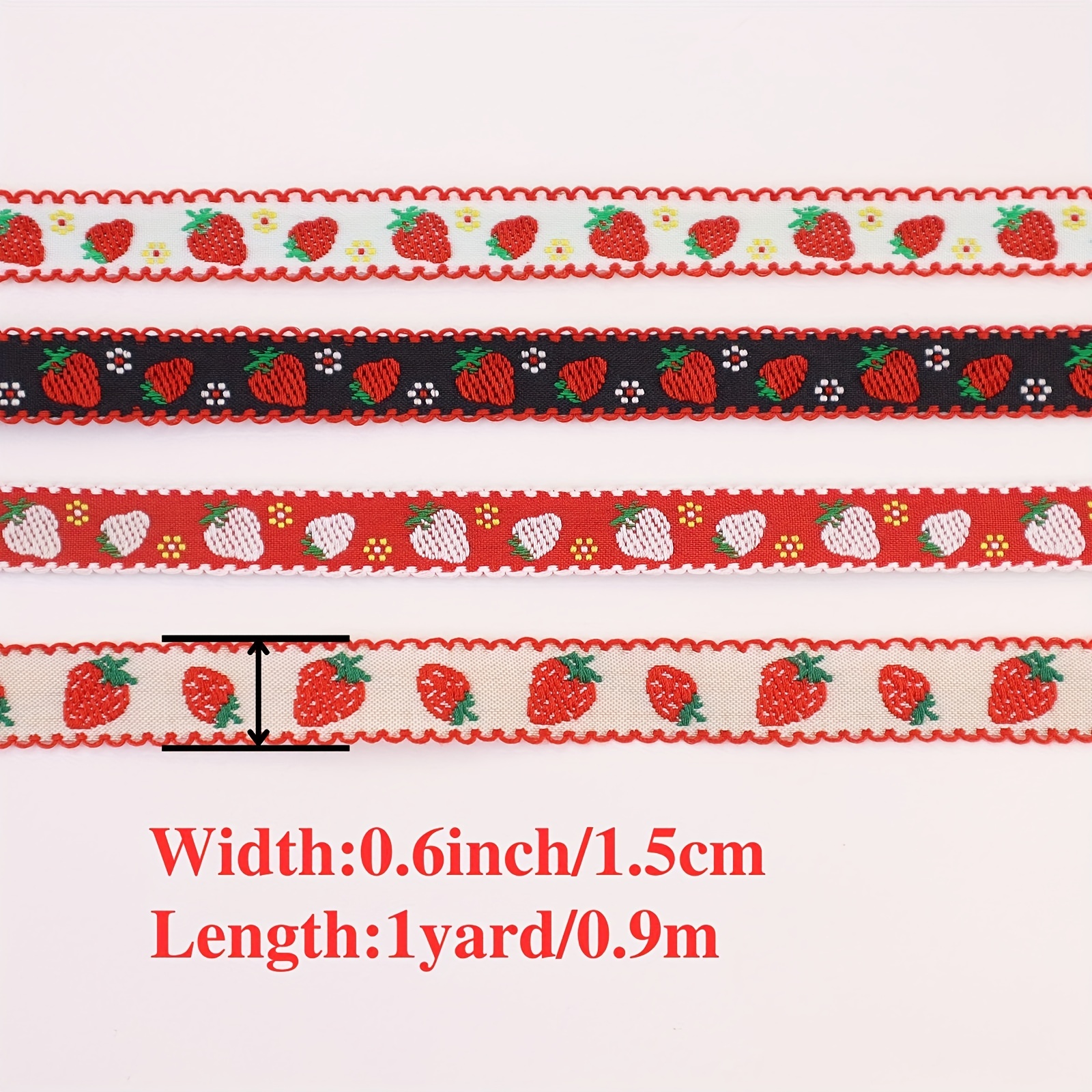 1yard Jacquard Ribbon Trim Strawberry Embroidered Ribbn - Temu