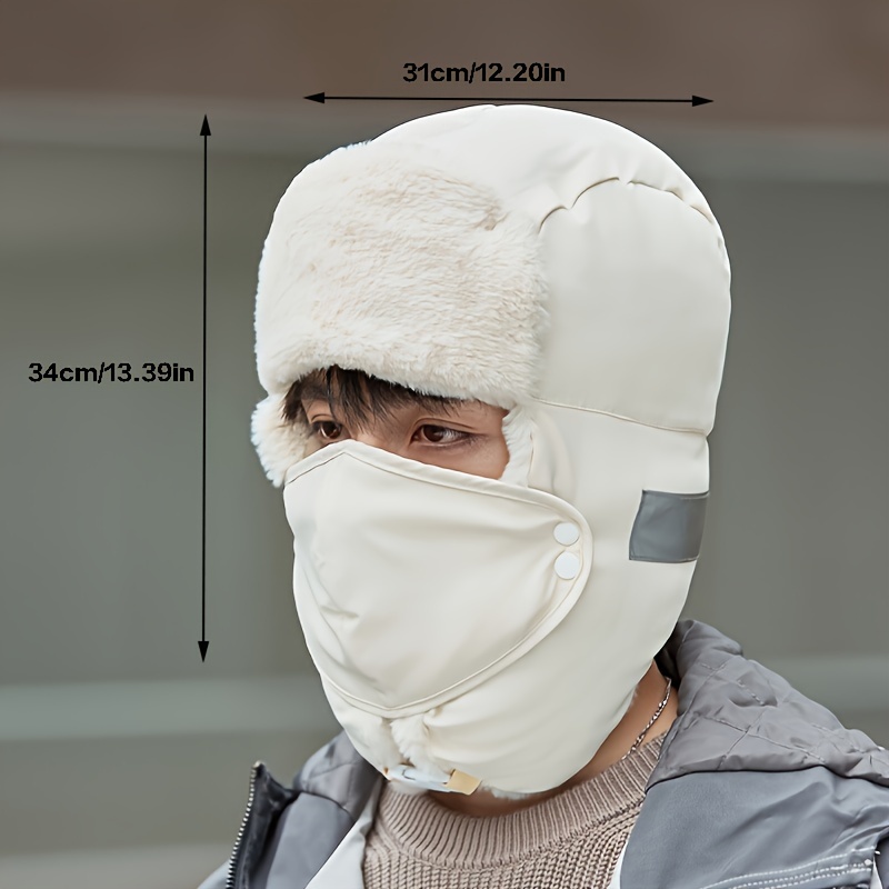 1pc Winter Windproof Hat Mens Mask Neck Protection Warm Integrated