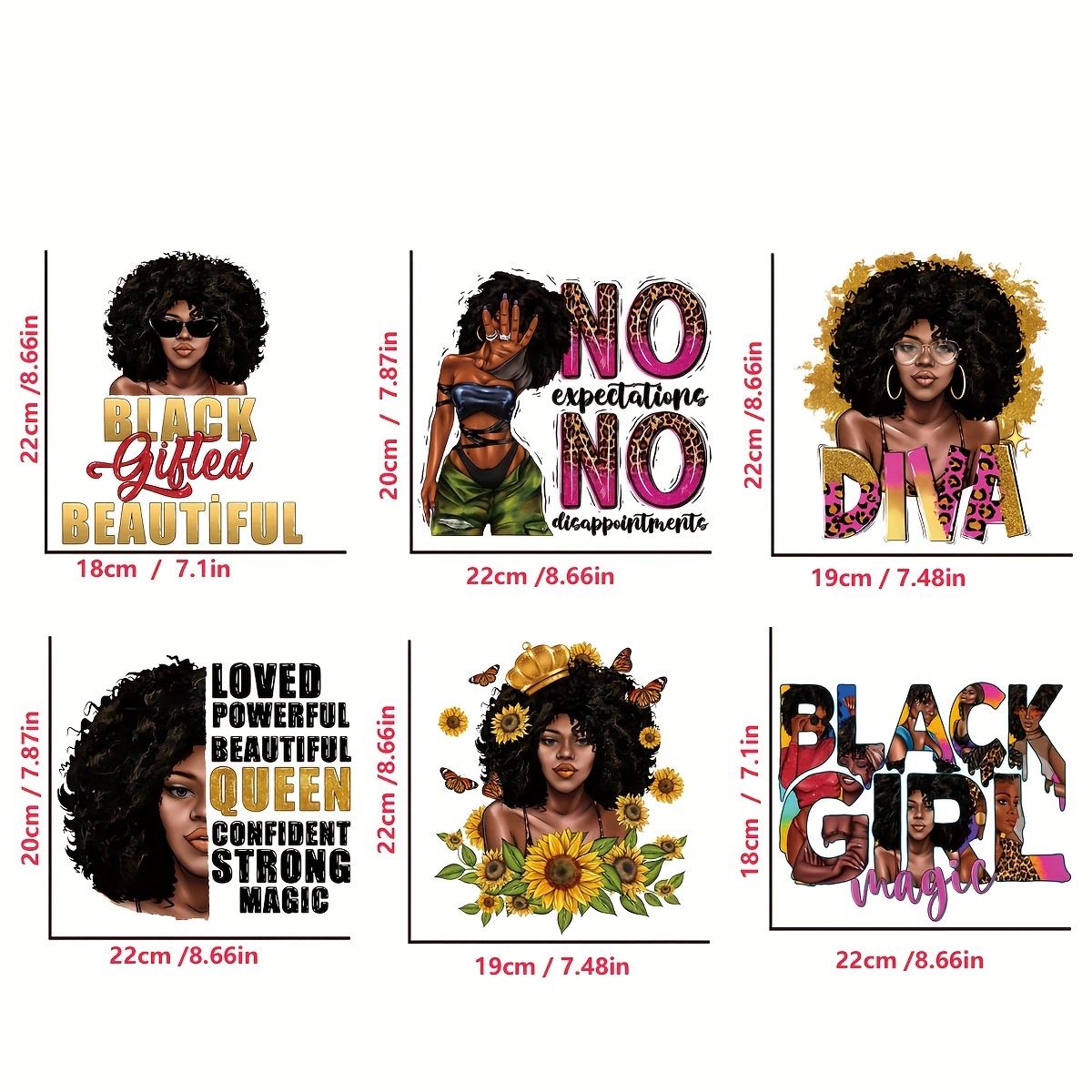 Black Woman Designs Large Diy Iron On Dtf Transfers Stickers - Temu