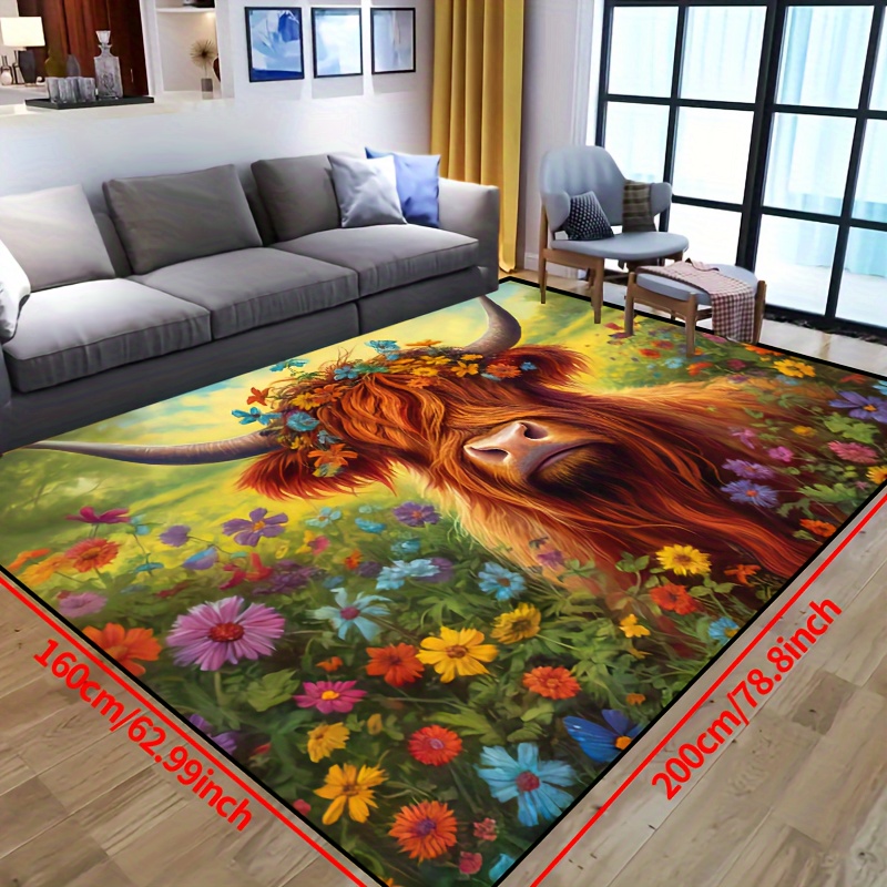 Colorful Floral Area Rugs Non slip Resistant Rug Machine - Temu