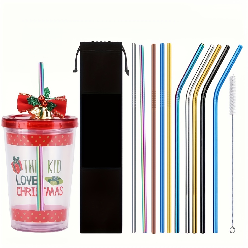 Stanley Cups Travel Tumbler Accessories - Stainless Steel Reusable Straws  W/ Cleaning Brush & Drawstring Bag - Perfect Summer & Winter Drinkware  Accessories! - Temu