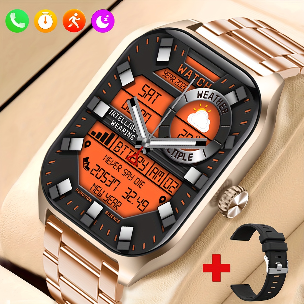 Reloj inteligente (hacer y responder llamadas), reloj inteligente de 1.85  pulgadas para Android, teléfonos iOS con monitor de frecuencia cardíaca y