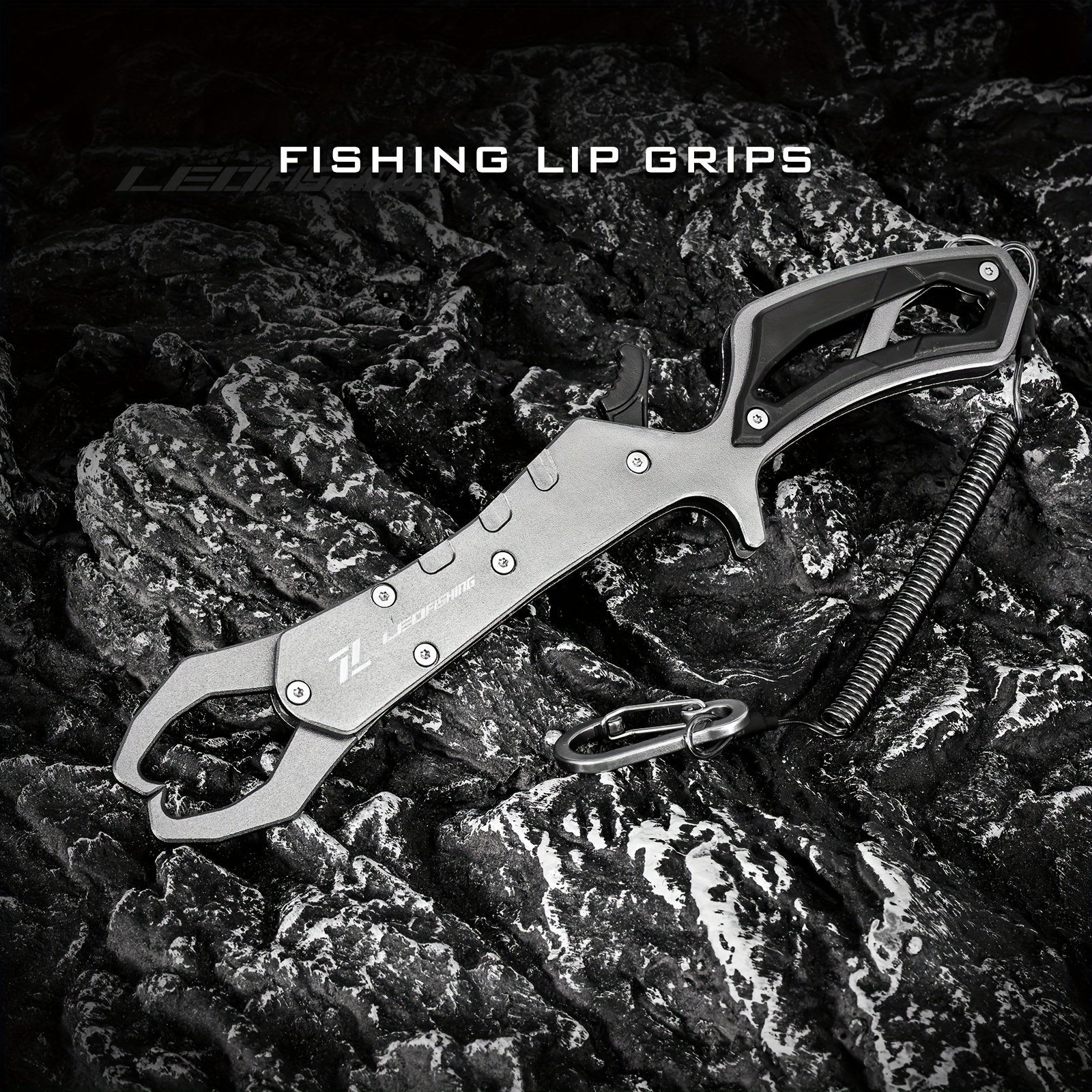 Fish Lip Gripper, 2Pcs Straight-shape Handle Fish Grip Grabber Holder, Black