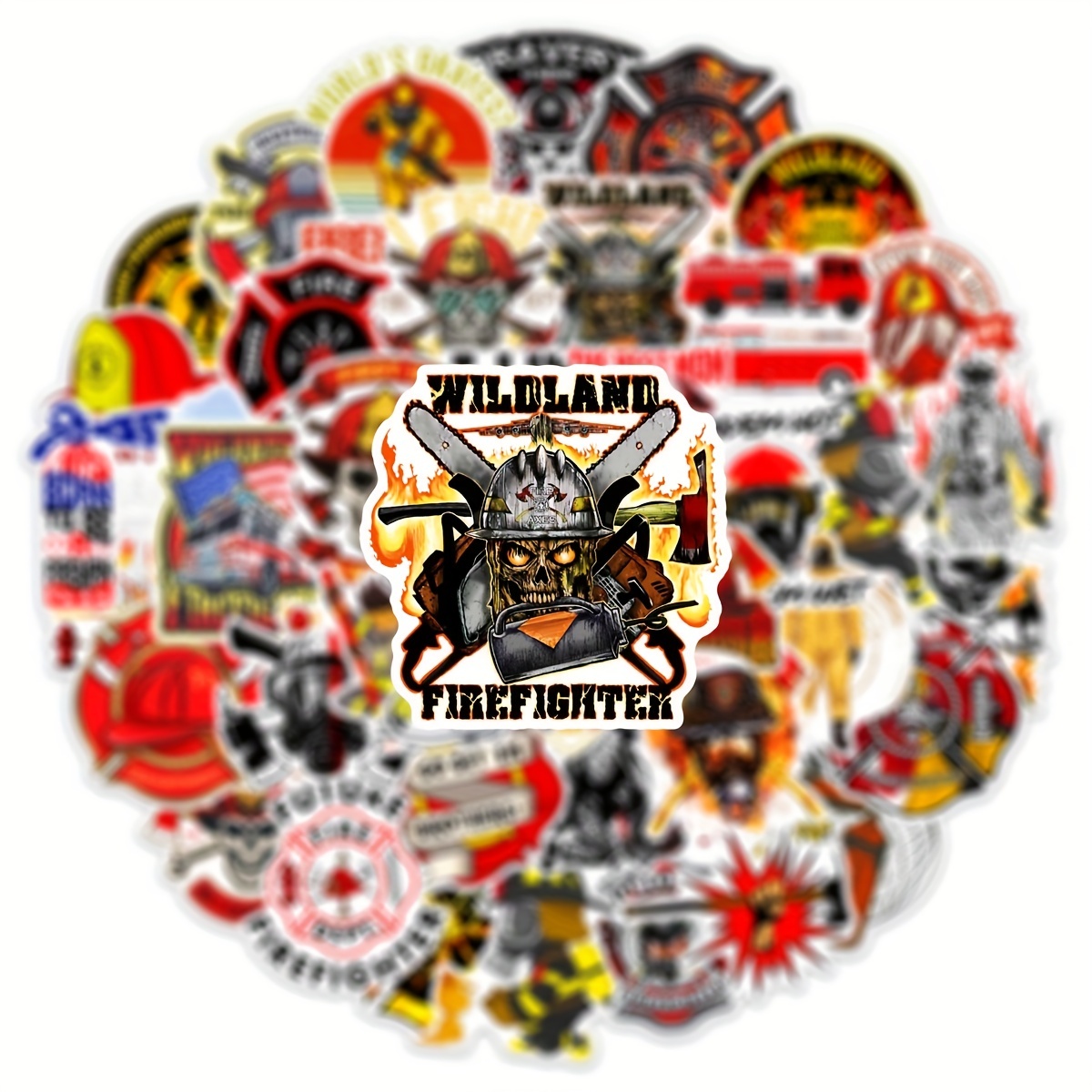 50pcs Firefighter Doodle Stickers Waterproof Decorative DIY Creative Toys