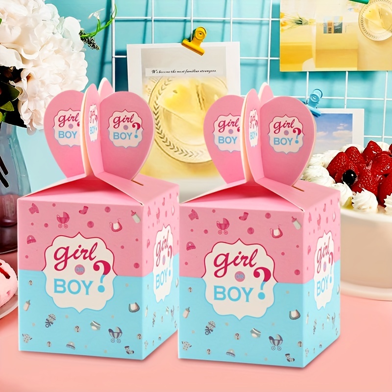 4 cajas para bebés: para revelación de género, suministros para