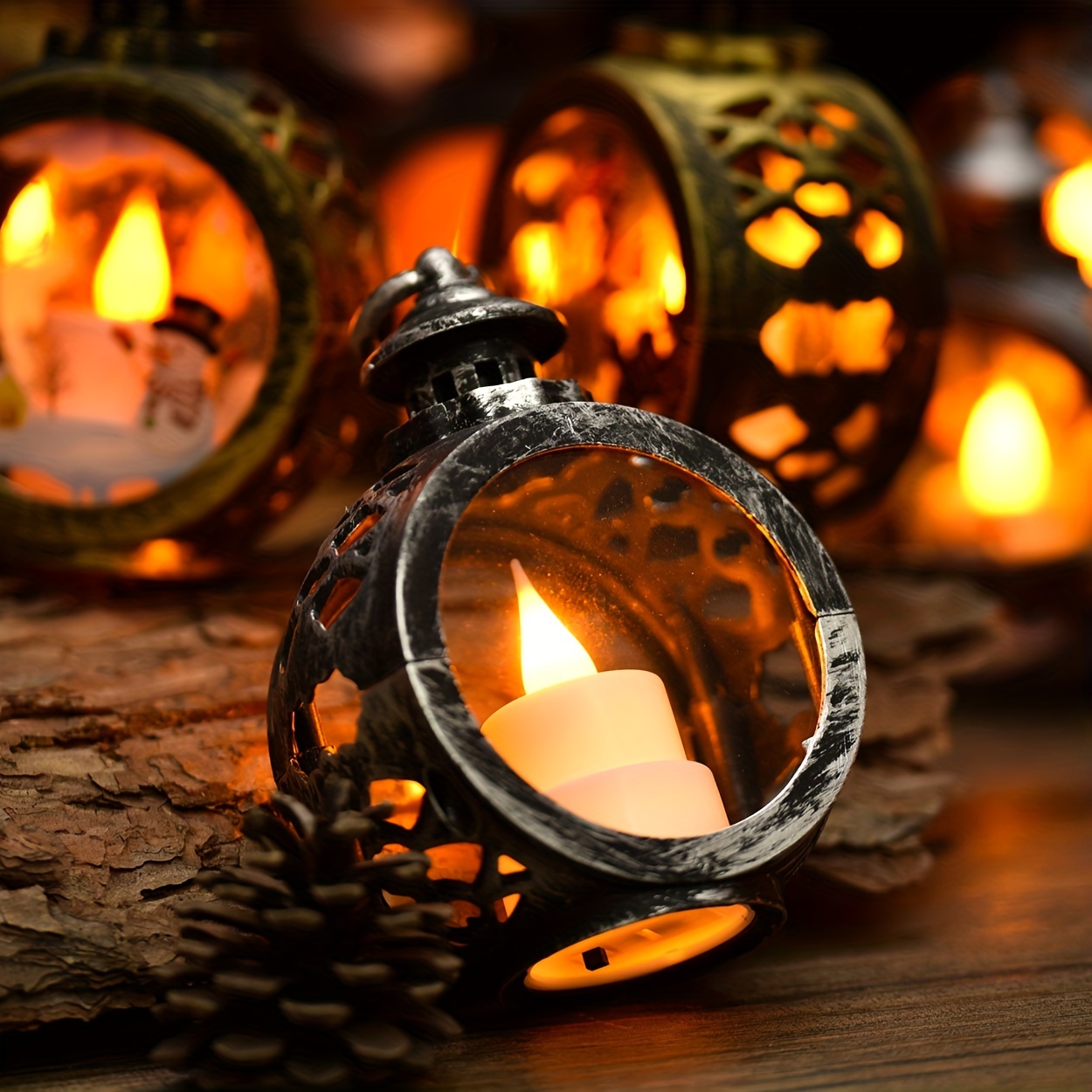 Decorative Lantern With Battery-powered Led Candle Light For