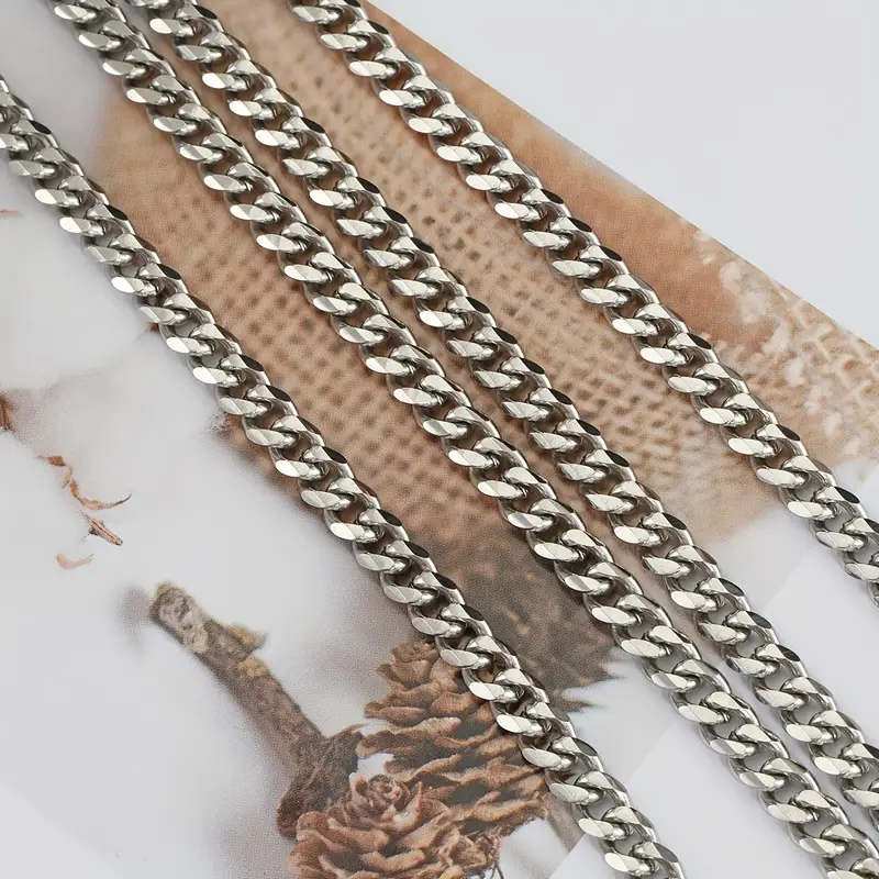 1m/39.37inch Stainless Steel Cuban Chain For Jewelry Making Bulk Thick Flat  Link Chains DIY Punk Necklace Hiphop Bracelet Accessories