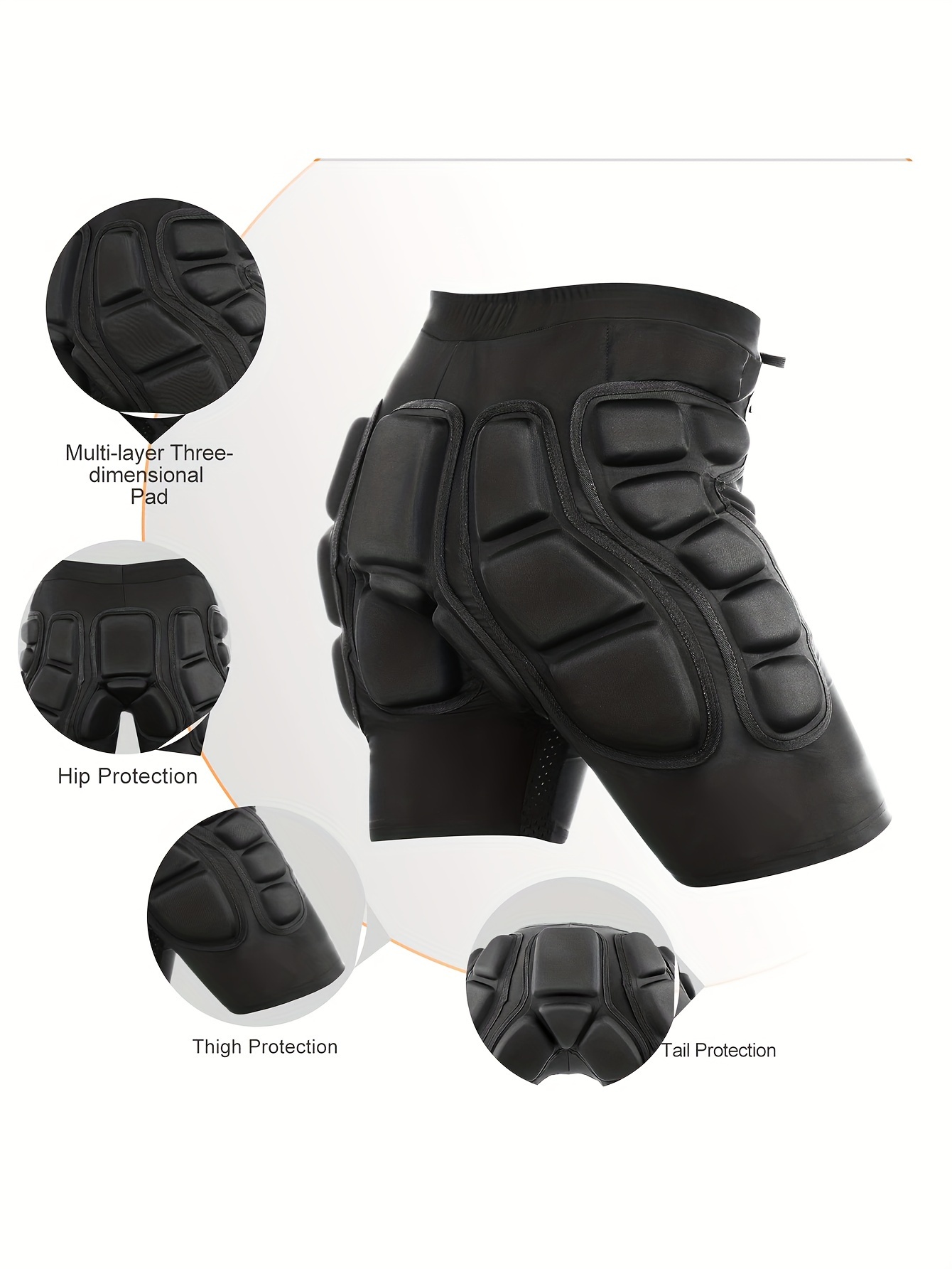 Snowboard Protection Padded Compression Shorts, (One Size Smaller) 3D  Protection For Hip, 2.03cm Thick Ski Butt Pad, Order One Size Up