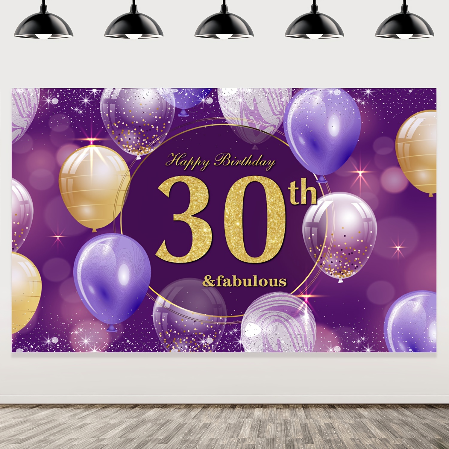 Purple Gold Birthday Party Decorations Happy Birthday Banner Purple Gold  Confetti Balloons Polka Dot Paper Fans for Women/Girl Purple Birthday  Decorations Purple Gold Birthday Photo Backdrop 