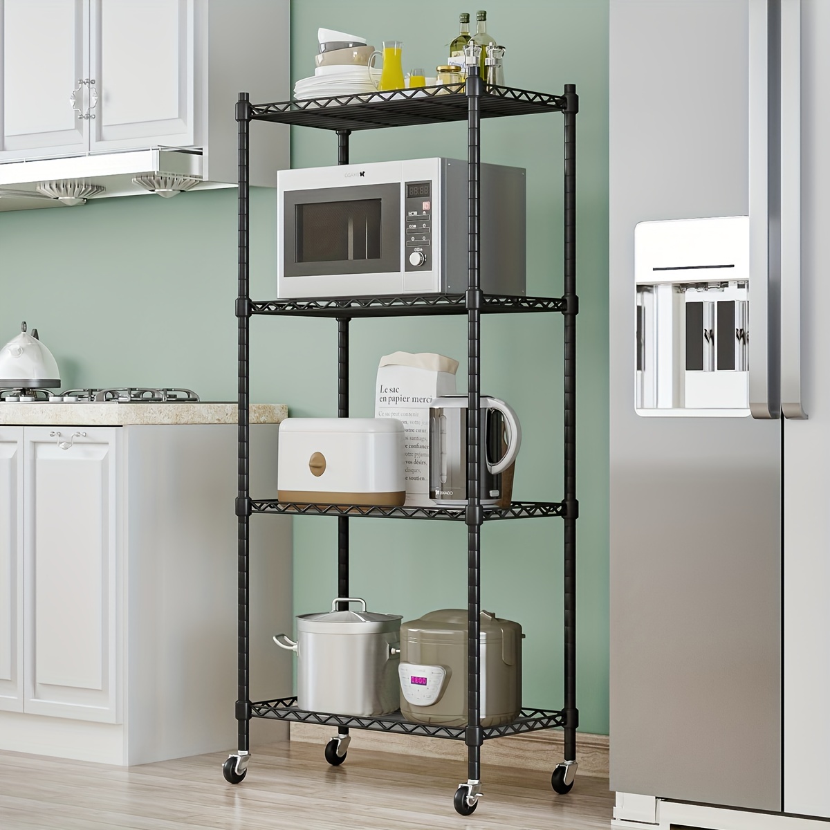 home kitchen shelf with wheels removable