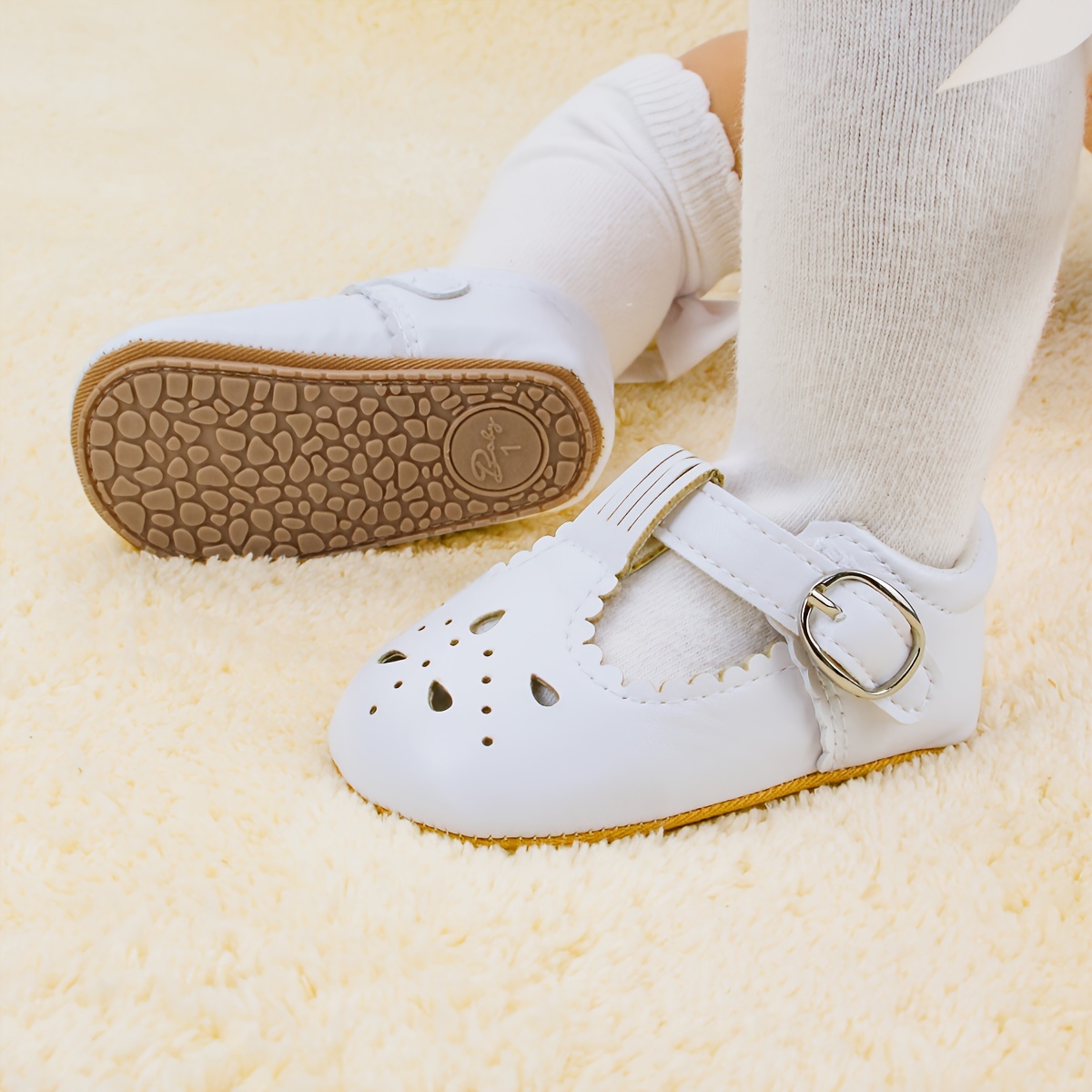LIVELY & CHEERFUL Baby Girls Mary Jane Shoes Cute Wedding Dress Crib Shoes Prewalker Shoes