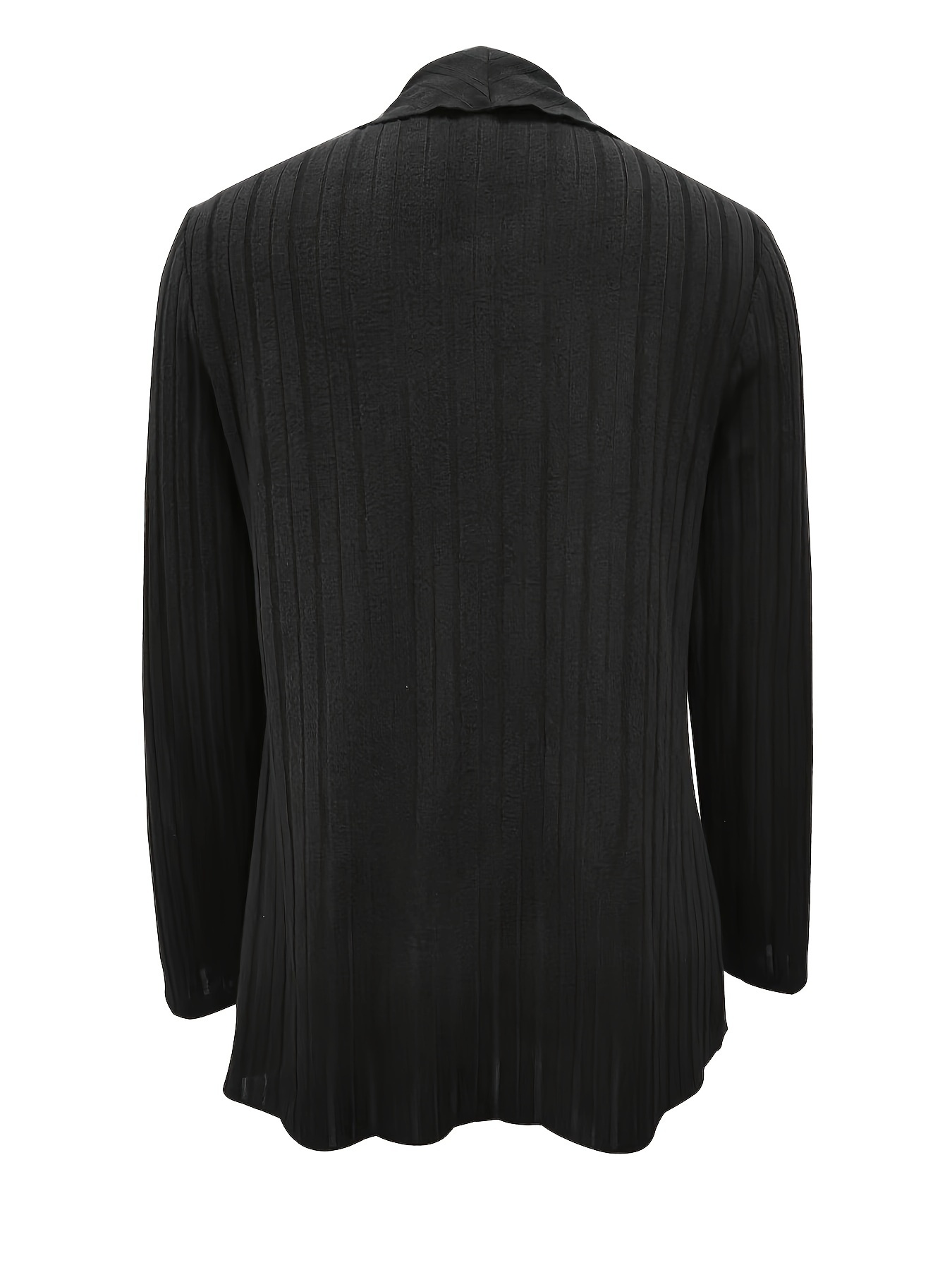 Solid Open Front Knit Cardigan, Elegant Long Sleeve Dipped Hem Cardigan,  Women's Clothing