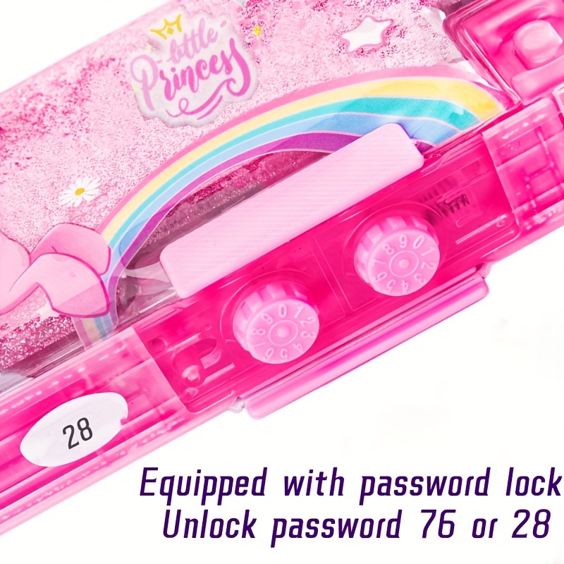 Multifunction Pencil Box With Double Password Lock, Large Capacity Plastic  Stationery Case Combination Lock Pencil Box Organizer(dinosaur Pink)