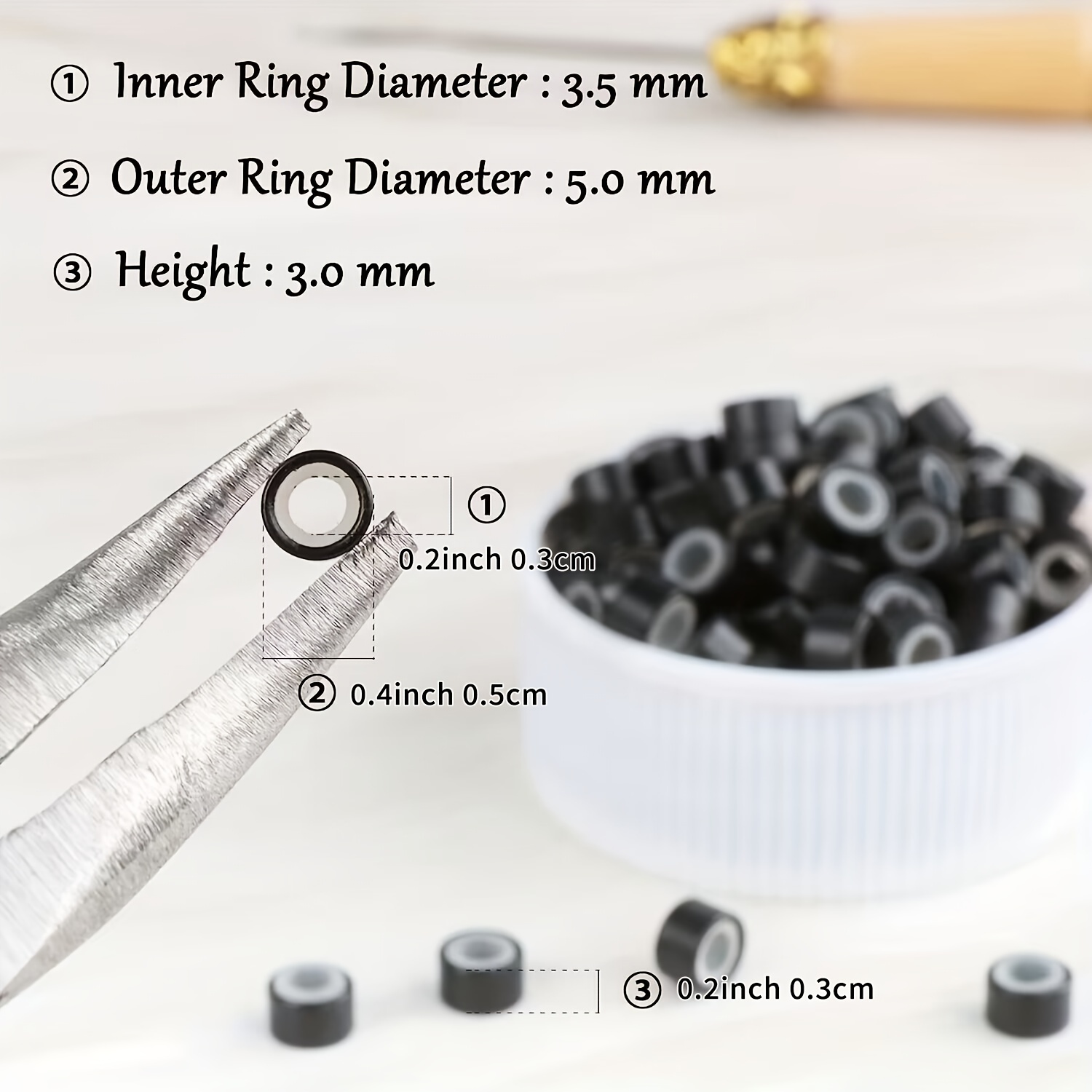 Silicone Micro Link Rings 5mm Lined Beads for Hair Extensions Tool –  Easyouth