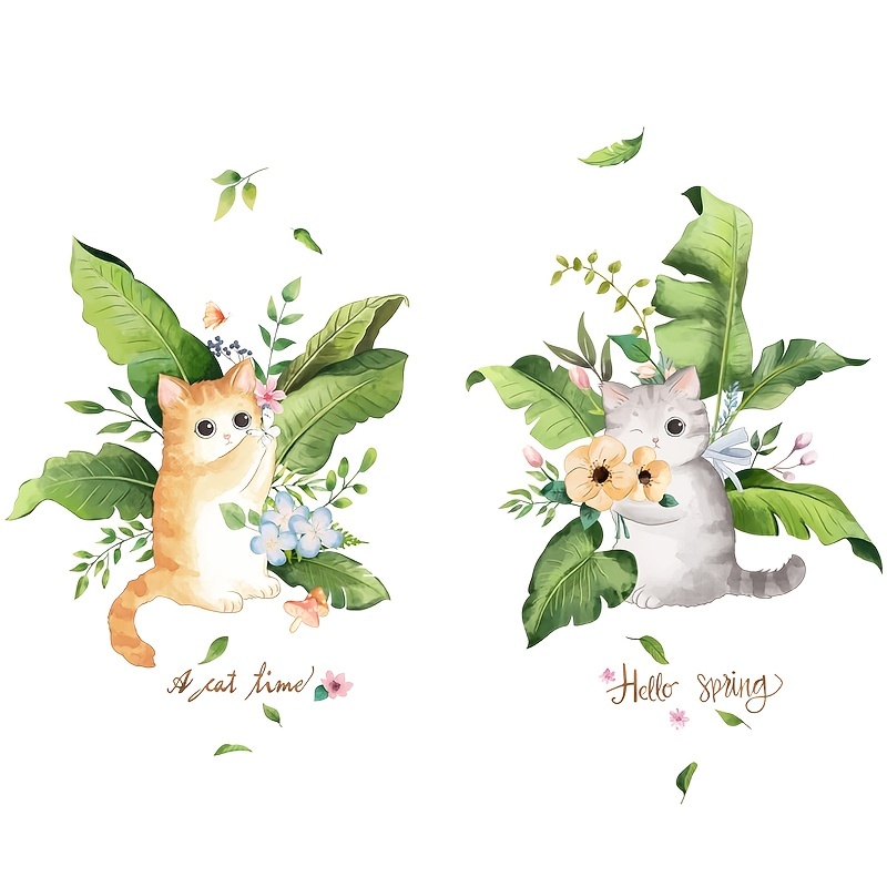 Cat Watercolor Wallpaper Peel and Stick Wall Mural Removable 