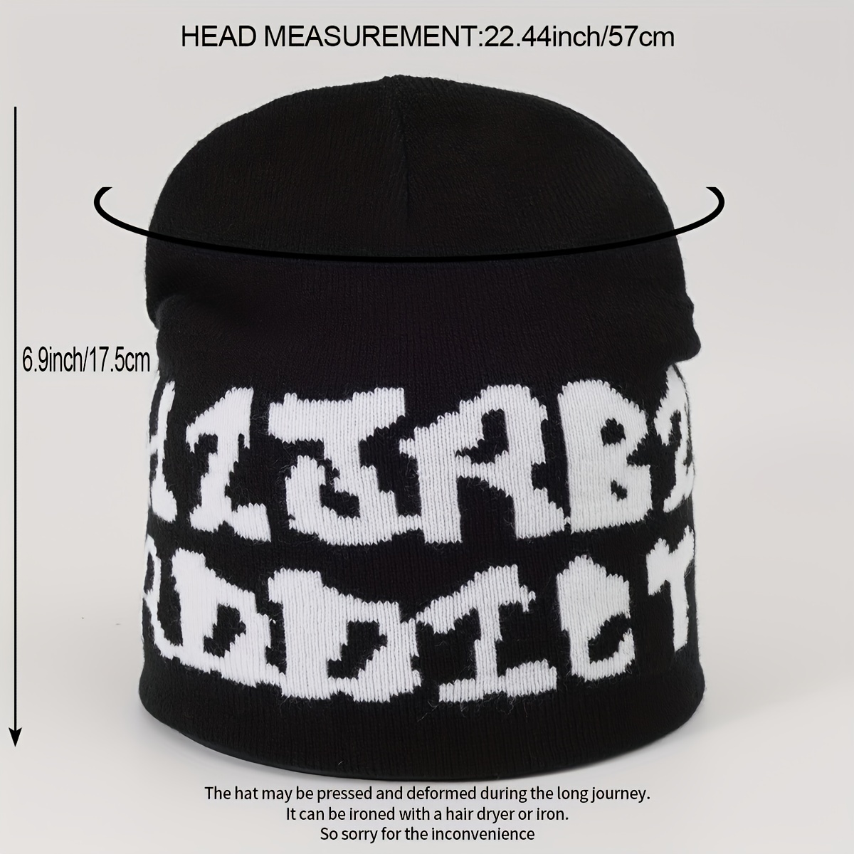 Letter Knitted Hat Breathable All-match Beanie Hat Woolen Hat