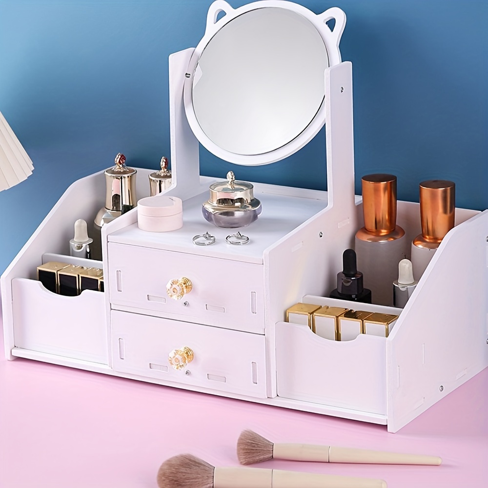  Mesa de tocador de maquillaje con espejo iluminado, tocador  compacto con 5 cajones grandes para mujeres y niñas (blanco) : Hogar y  Cocina