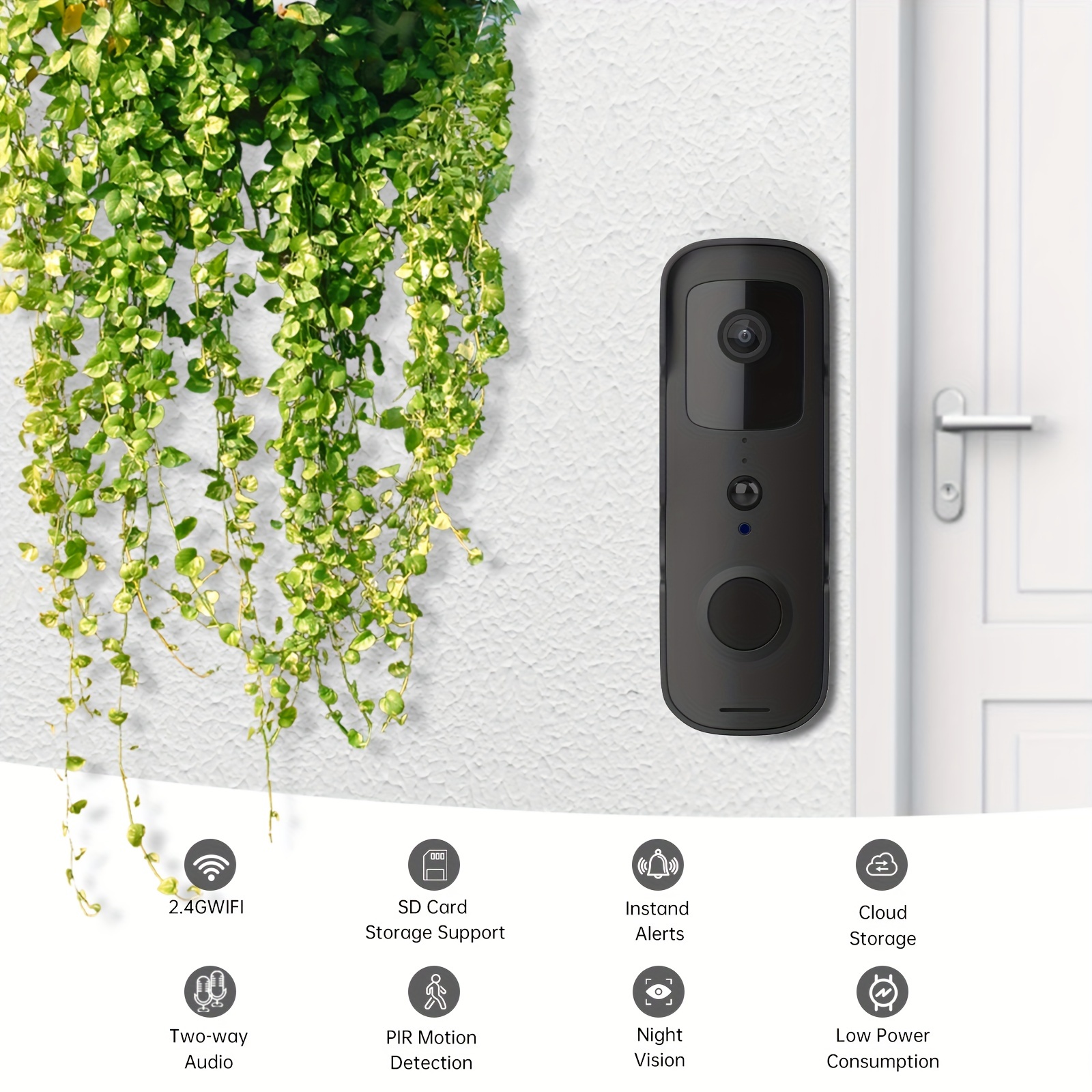 Motion Detection Wireless Video Doorbell Camera with Night Vision, Two-Way Audio & Waterproof Features