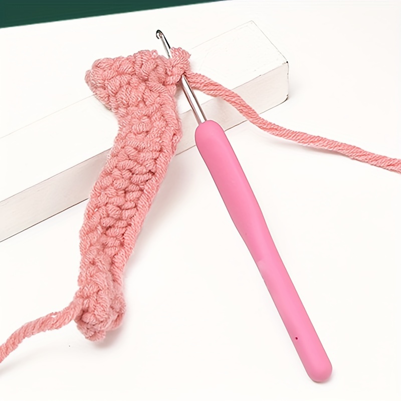 14pcs Crochet Hooks Set, Ergonomic Grip Soft Handle, Pink Floral Design,  Prevents Arthritis, Extra Long Hooks, Diy Knitting Tool