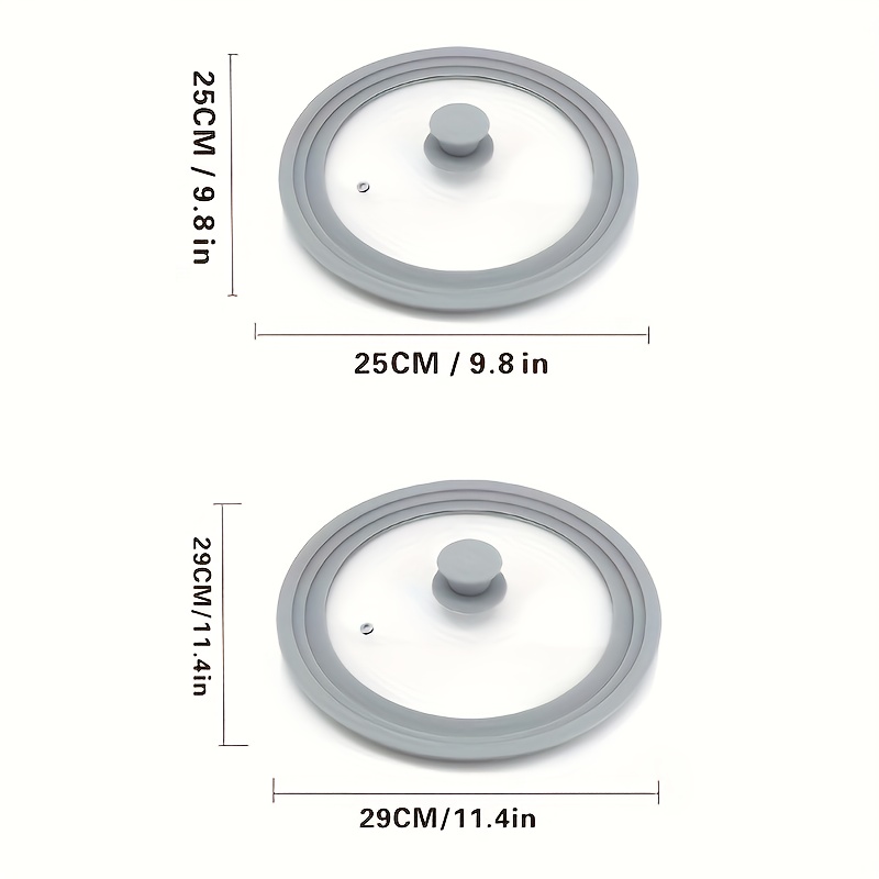 Universal Glass Pot Cover for 20-28cm Pans, Silicone Edge, Kitchen Utensils
