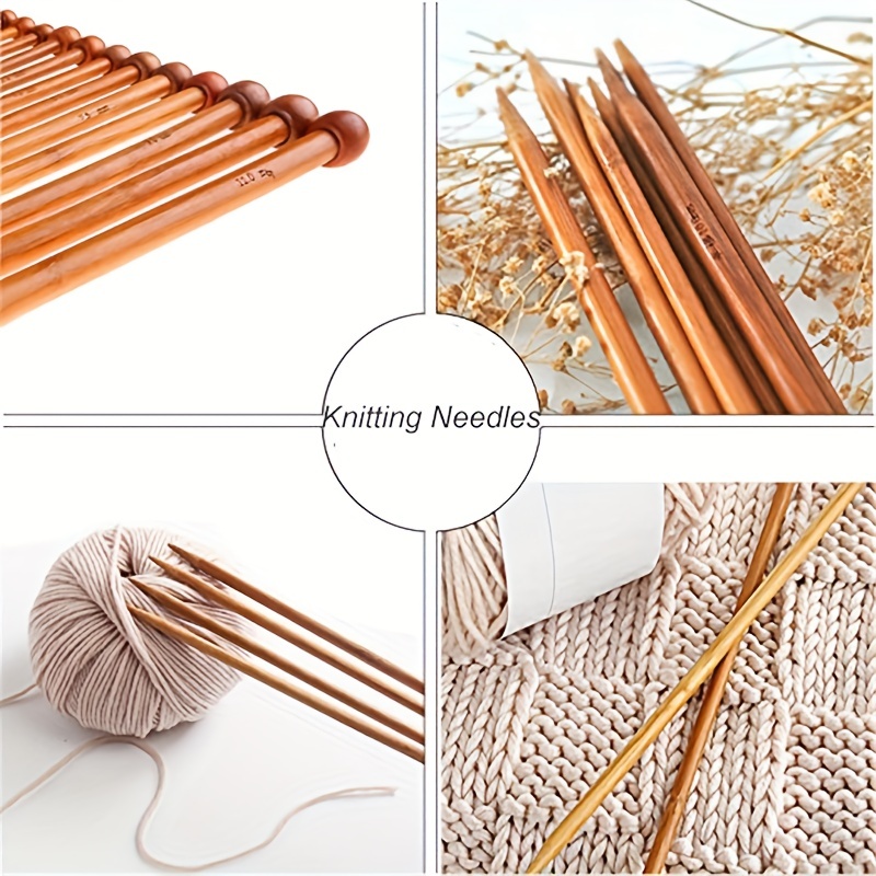 36pcs Carbonized Bamboo Knitting Needle Set 25cm Length Single