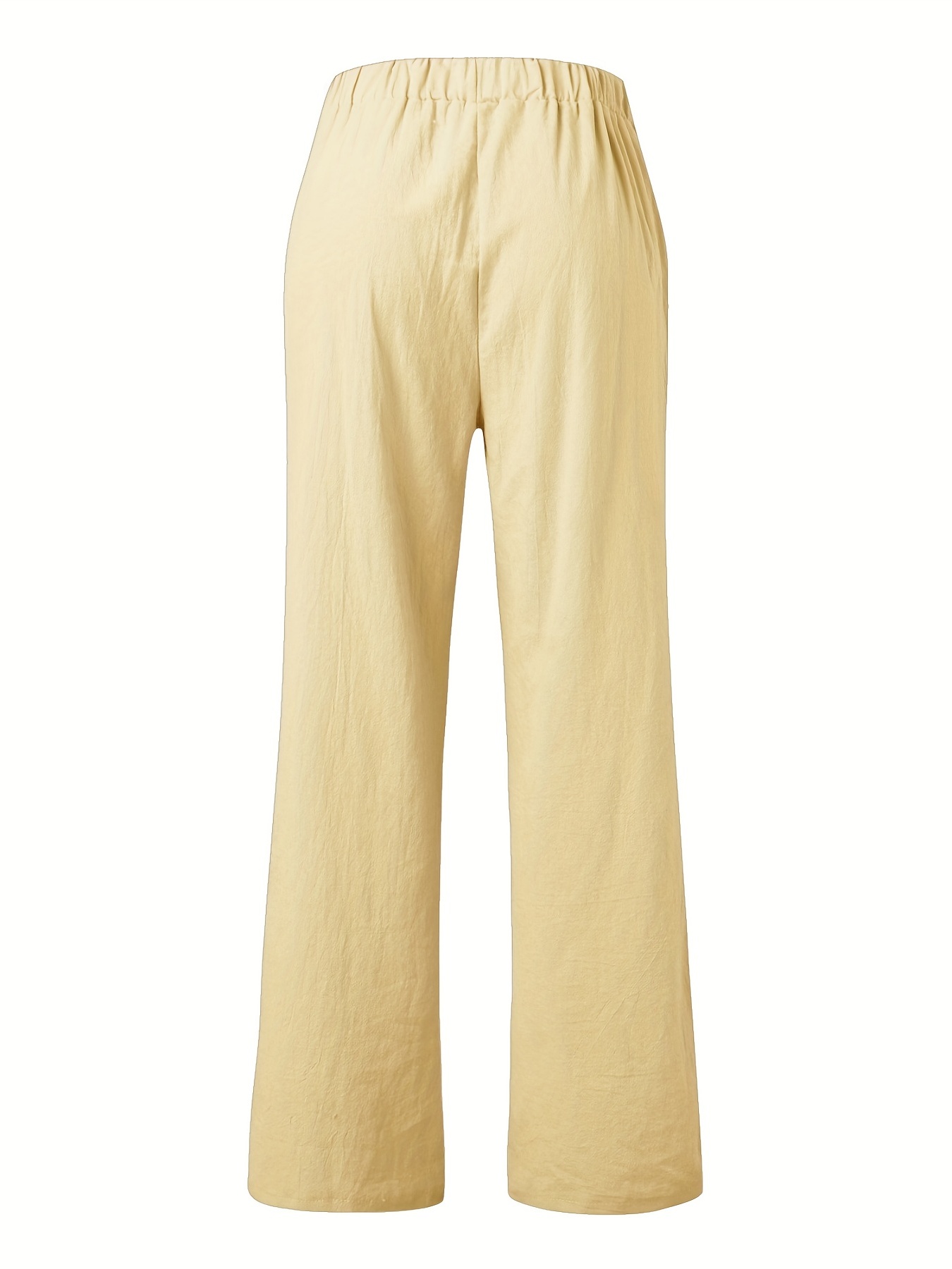 Warm up Pants Womens Casual Solid Color Loose Pockets Elastic Belt Waist  Pants Long Trousers Petite Pants for Women Elastic Waist