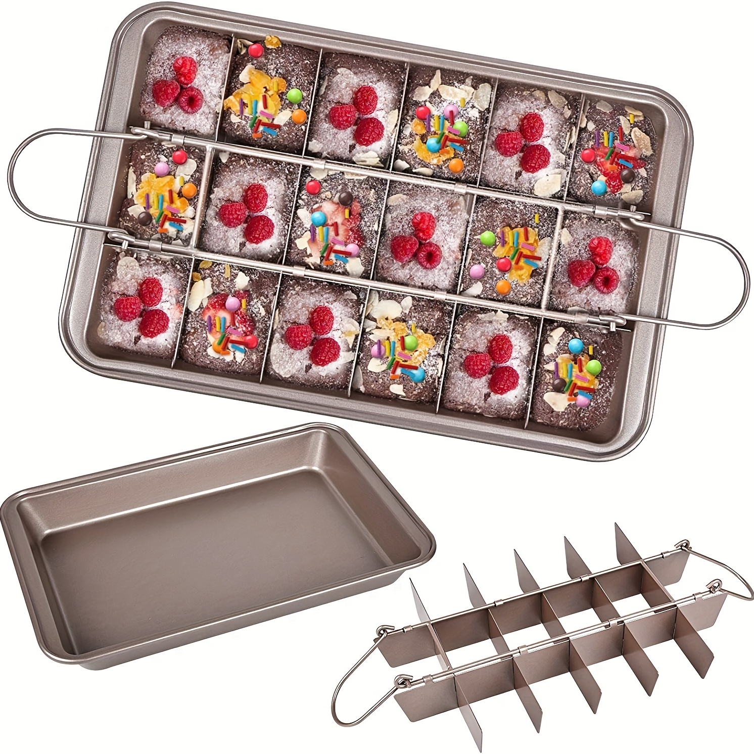 

1pc Non-stick Carbon Steel Brownie Cake Baking Pan - 31x20x4cm Square Divided Grid Cake Mold For Perfectly Baked Brownies