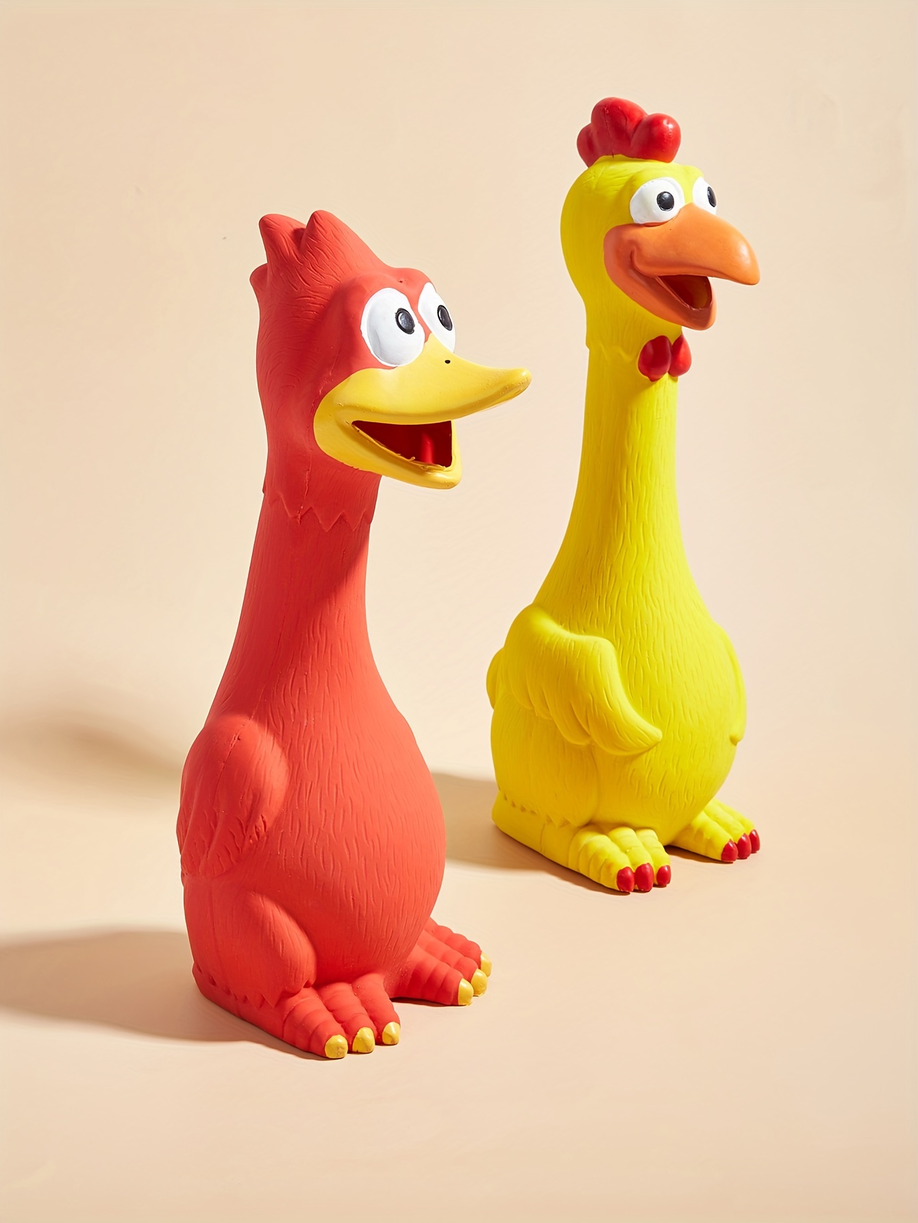 Sturdy Latex Toy Shaped Like a Screaming Chicken, Duck, Or Dog, Designed for Chewing And Playful Entertainment with a Squeaker for Added Fun, Without Battery