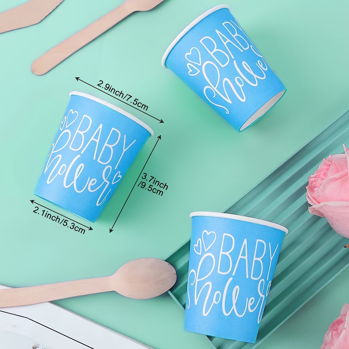 Paper Cups Disposable Paper Cups Blue Gender Reveal Party Temu