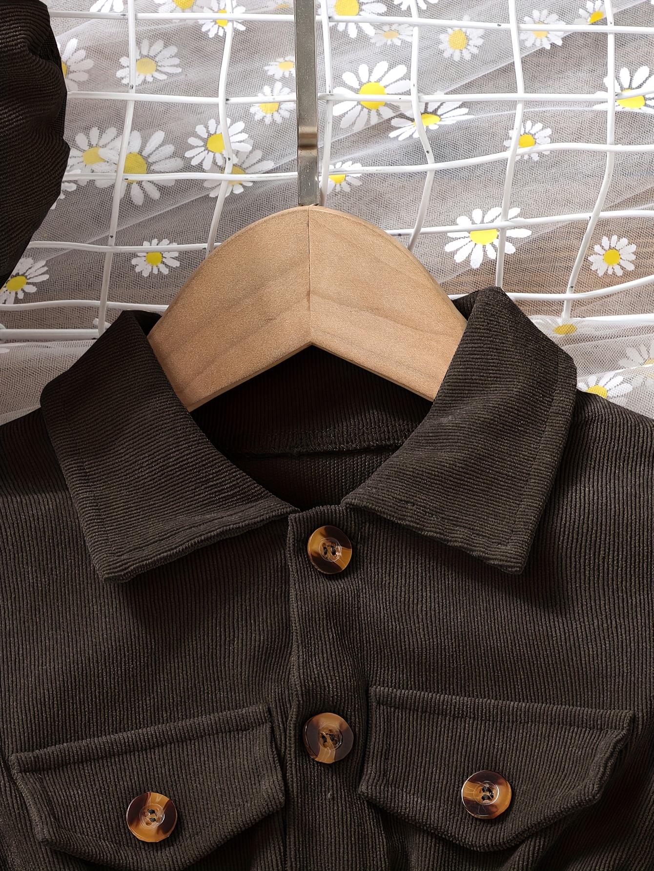 girls casual dress corduroy button front collar neck dresses with belt and hat set trendy kids autumn outfit details 7
