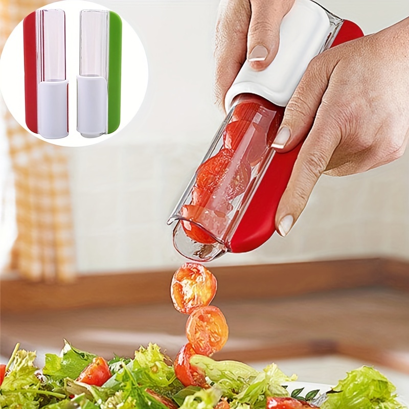 1pc Plastic Fruit Slicer, Minimalist Red Tomato Slicer For Kitchen