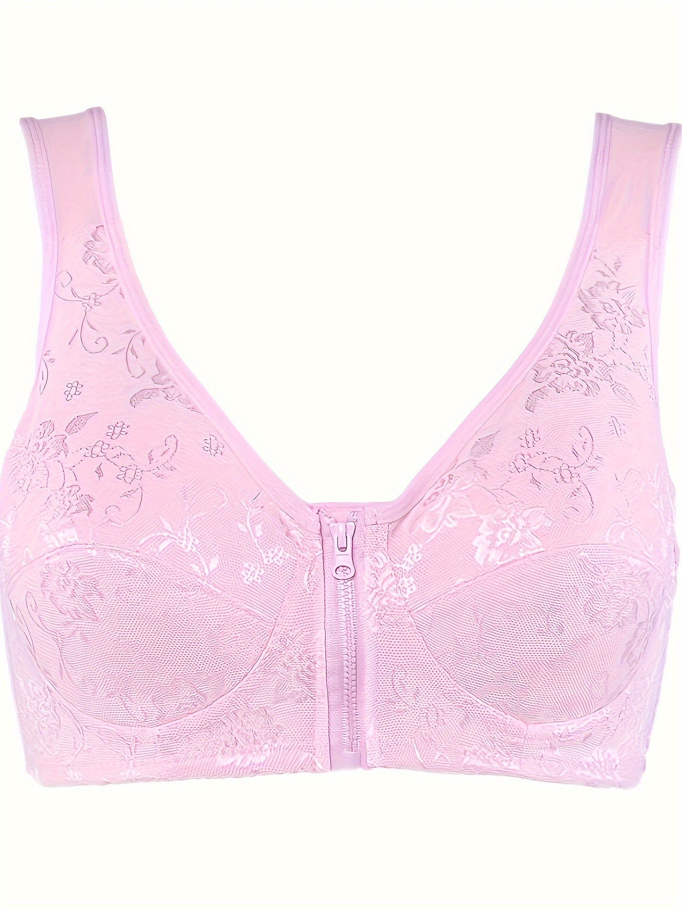 Women's BraFull Coverage Floral Lace Bralette Comfort Unlined Jacquard  Wireless Bra (Color : Pink, Size : 44C) at  Women's Clothing store