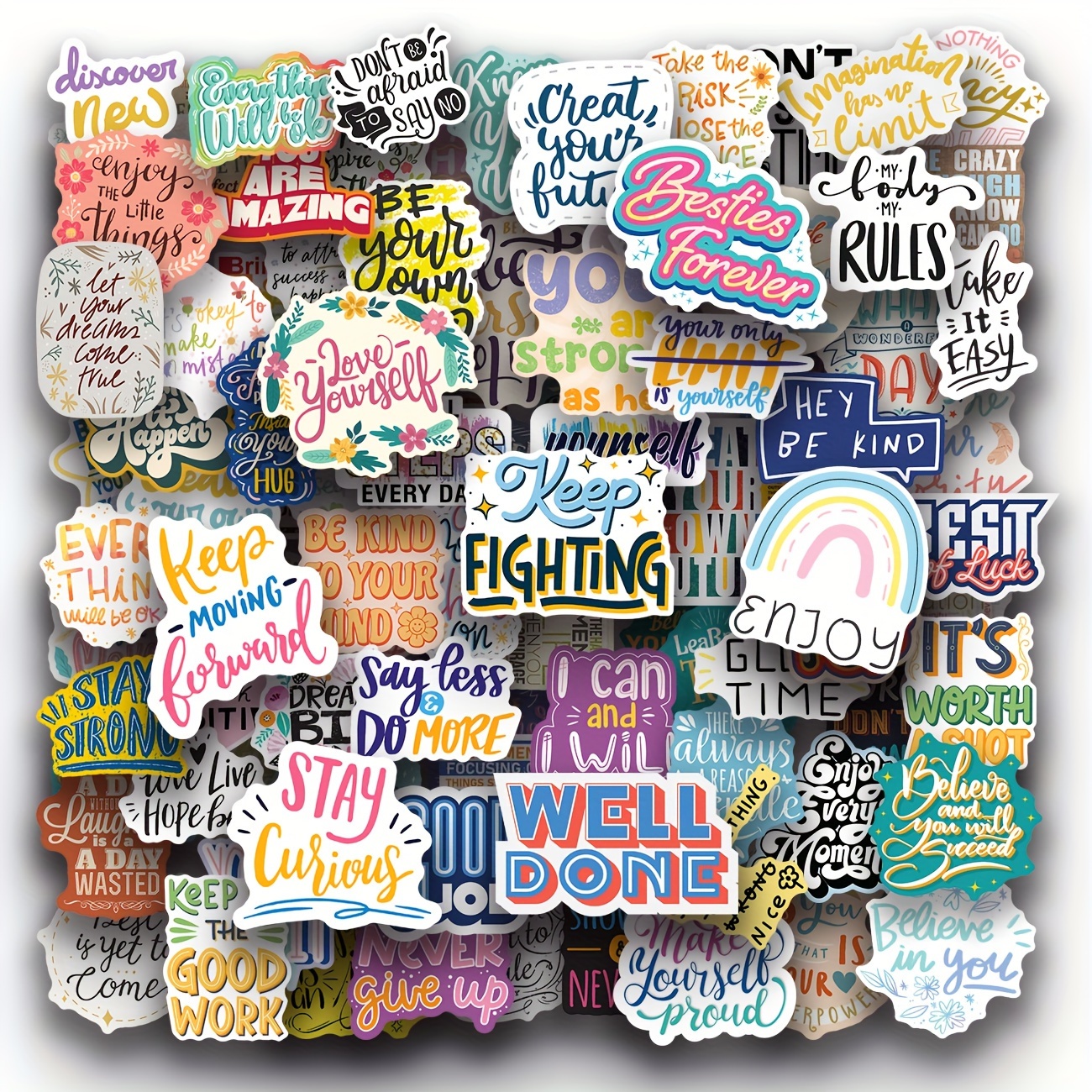 50pcs Motivational Stickers For Adults, Inspirational Water Bottle Stickers  For Students Teachers, Positives Scrapbook Stickers For Journaling Vision