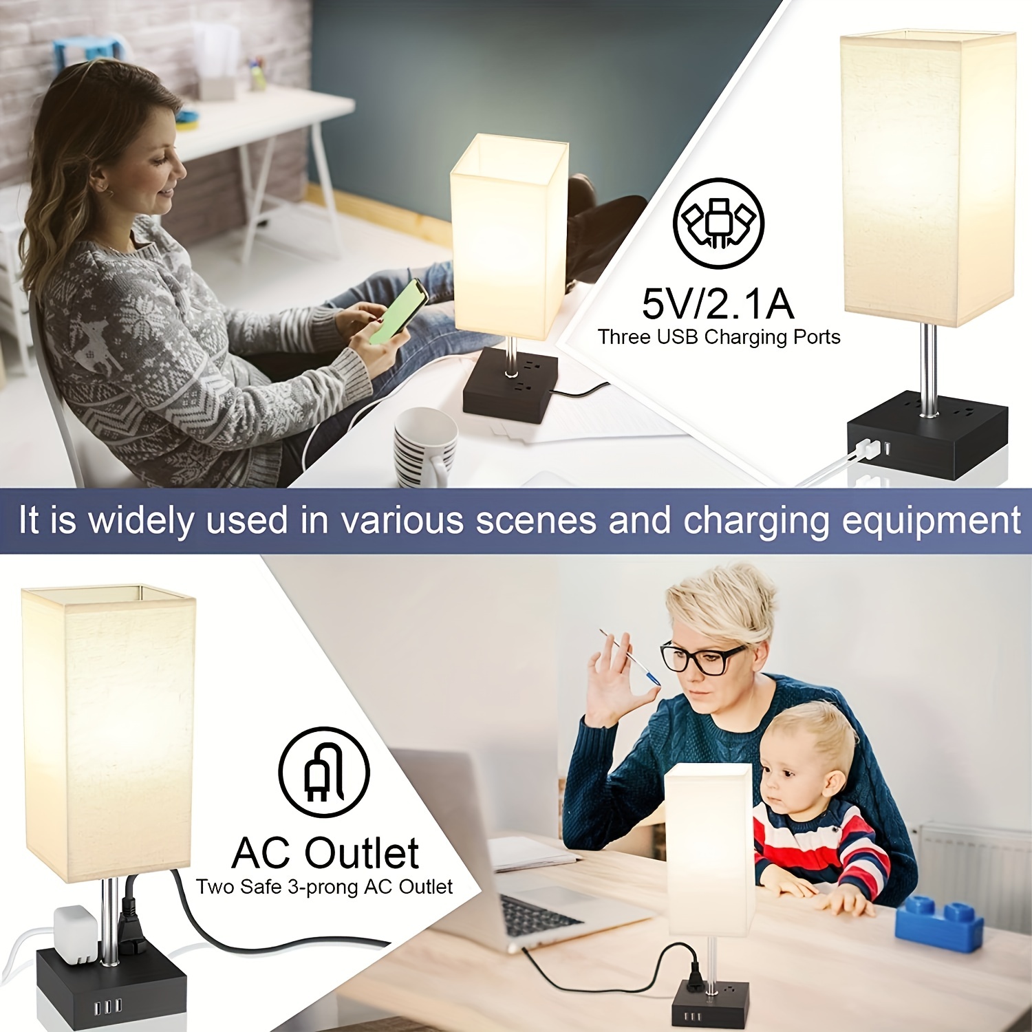 Lampe de table de chevet avec port USB, Je commande !