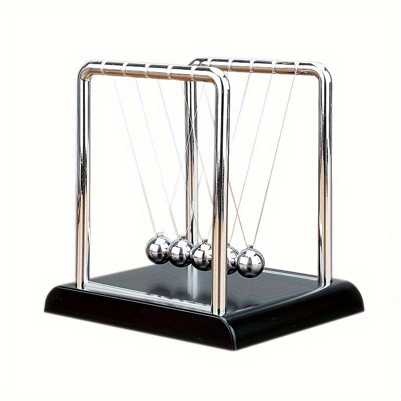 Clearance Newton Cradle Metal Pendulum Balance Ball for Table Office Desk  Physics Science Teaching Tool - Small Red Base Square Support