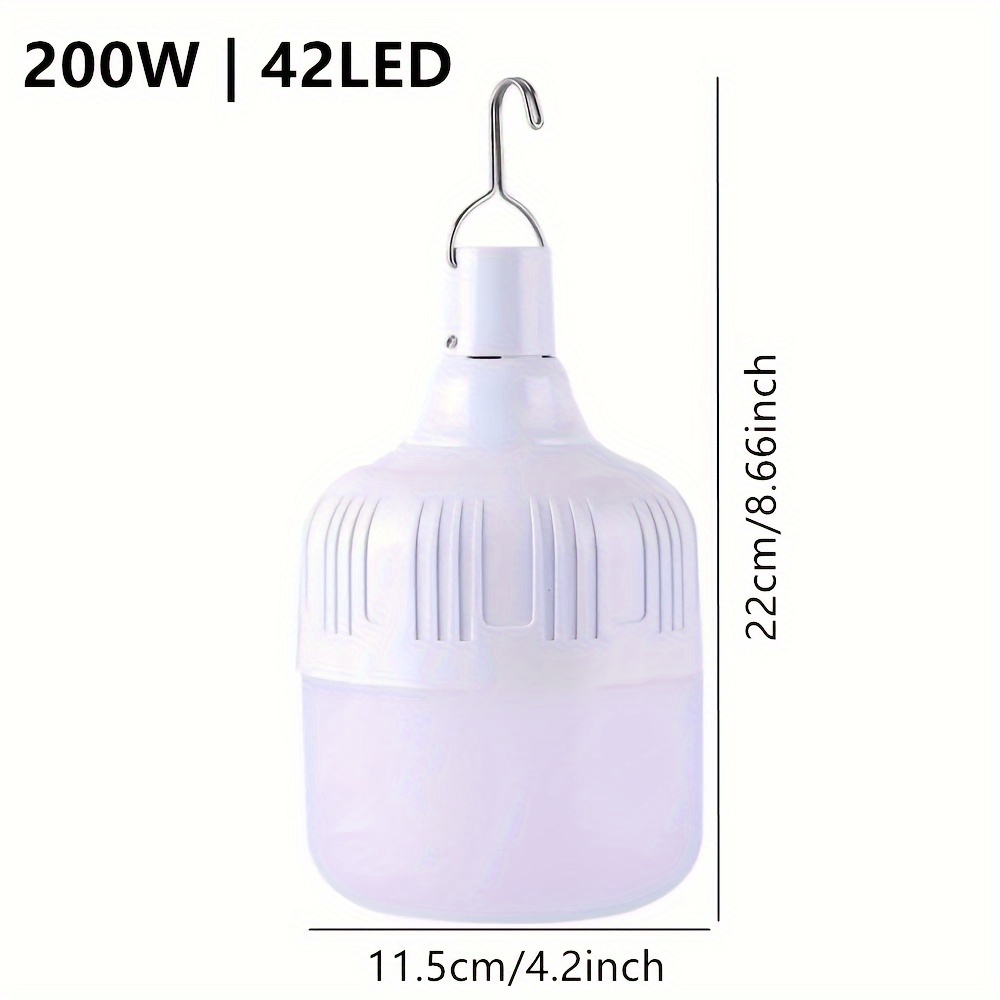 200W USB Rechargeable LED Light Bulb Hanging Emergency Outdoor