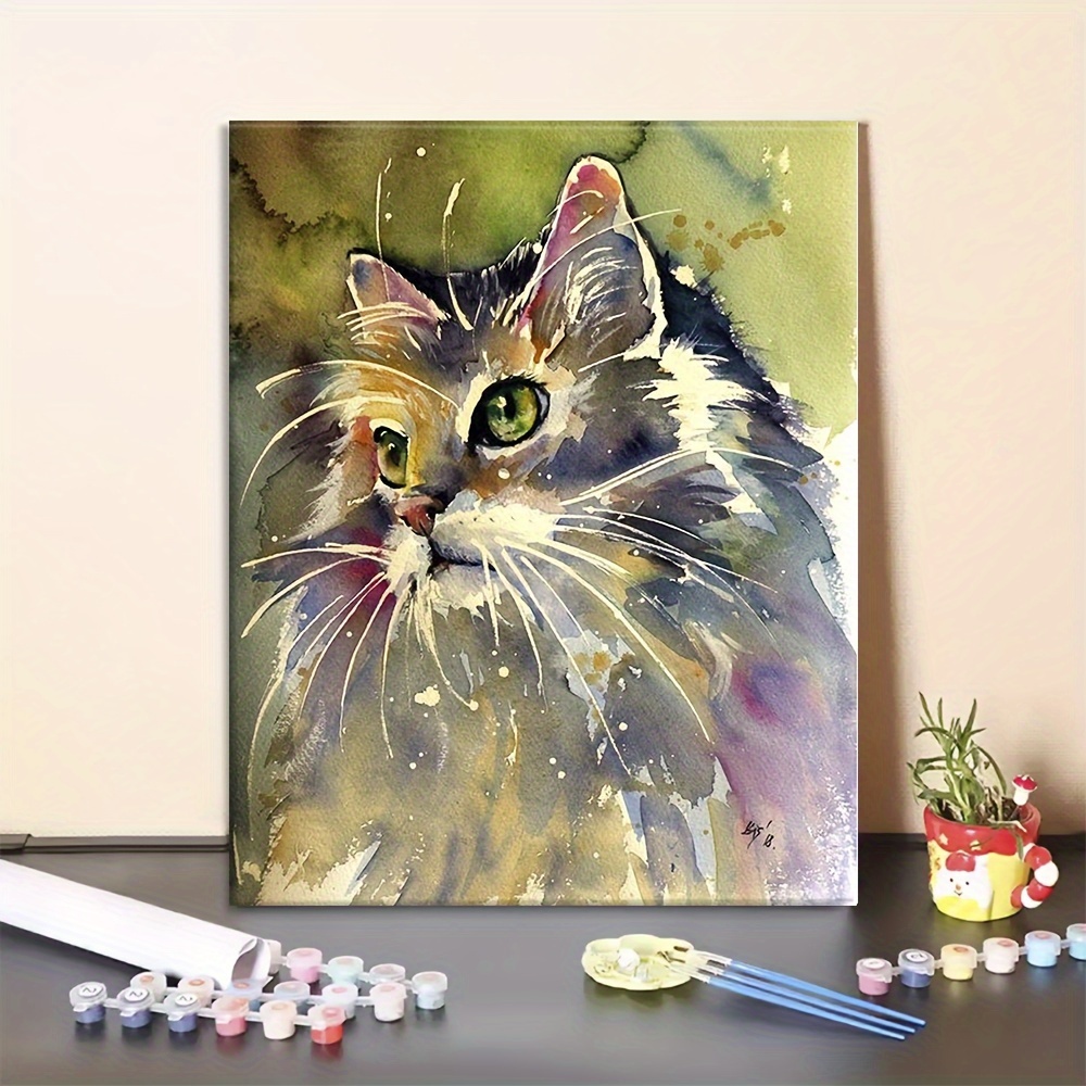 Diy Paint By Numbers Kit Cat Animals Wall Art Picture - Temu