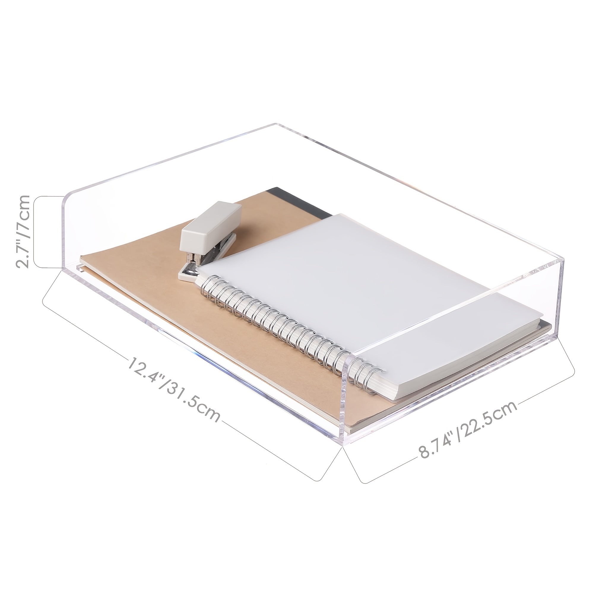 SANRUI Organizador de bandejas de papel para cartas de 5 niveles,  organizador de archivos de escritorio de acrílico con asa inferior,  organizador