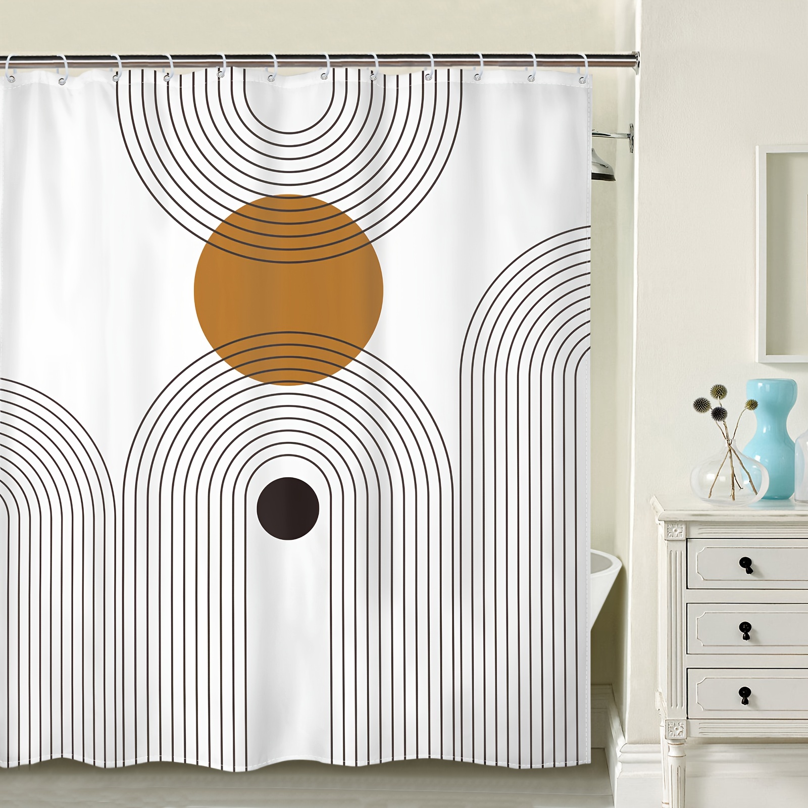 1pc Century Abstract Shower Curtain Boho Arch Sun Beige Modern Minimalistic  Home Bathtubs Bathroom Curtain Decoration Set With 12 Hooks Washable  Durable Polyester Fabric 71 X71