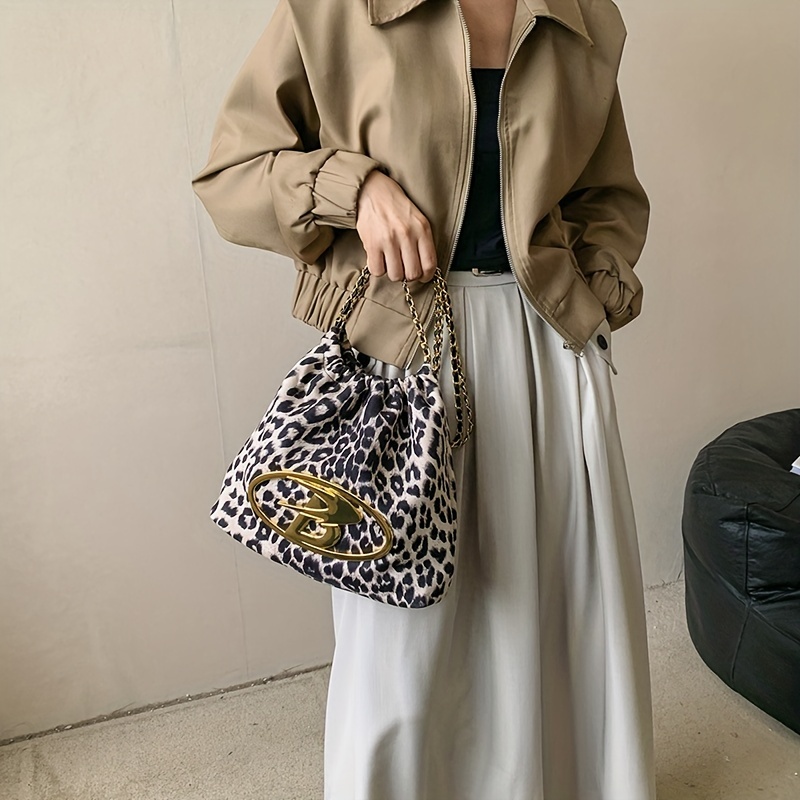 Vintage Leopard Strap Bucket Bag, Faux Leather Crossbody Bag, Trendy  Shoulder Bag For Work, Shopping, Travel - Temu