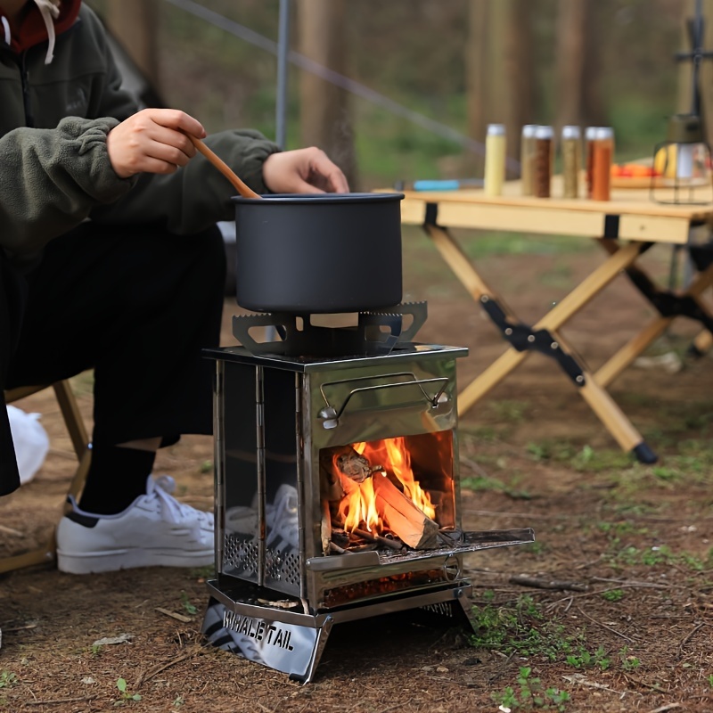 Mini BBQ Grill Stainless Steel Portable Camping Pot Holder Outdoor Camping  Gas Stove Stand Folding Grill Wood Stove Stand