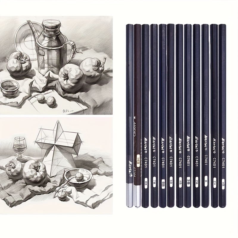 Art Supplies Drawing Sketching Pencil Set-12 Count Art Drawing Graphite  Charcoal Pencils(14B),Studio Sketch Professional Sketching Tools Ideal for