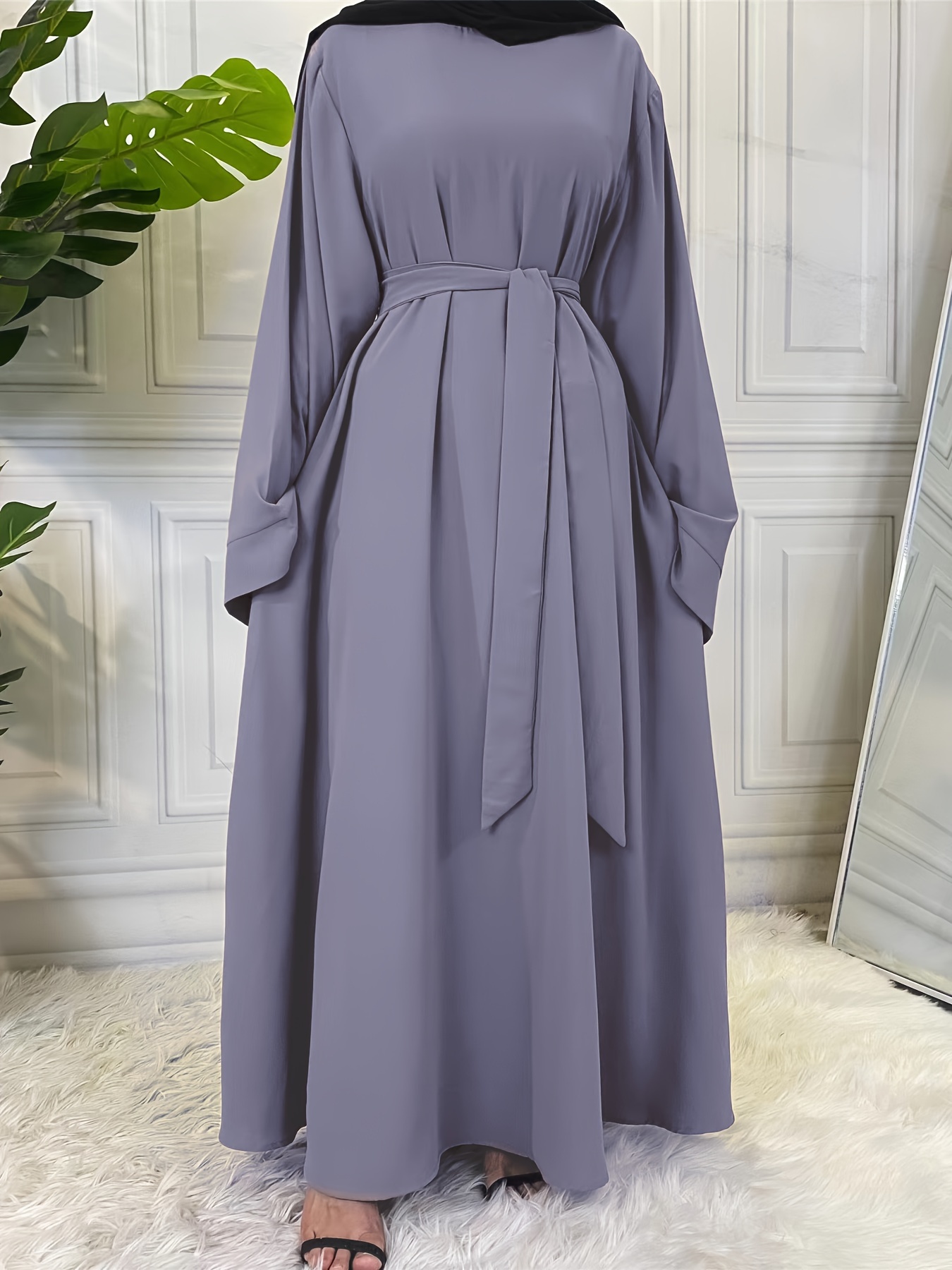 Ramadan Plus Size Elegant Modest Dress Women's Plus Satin - Temu