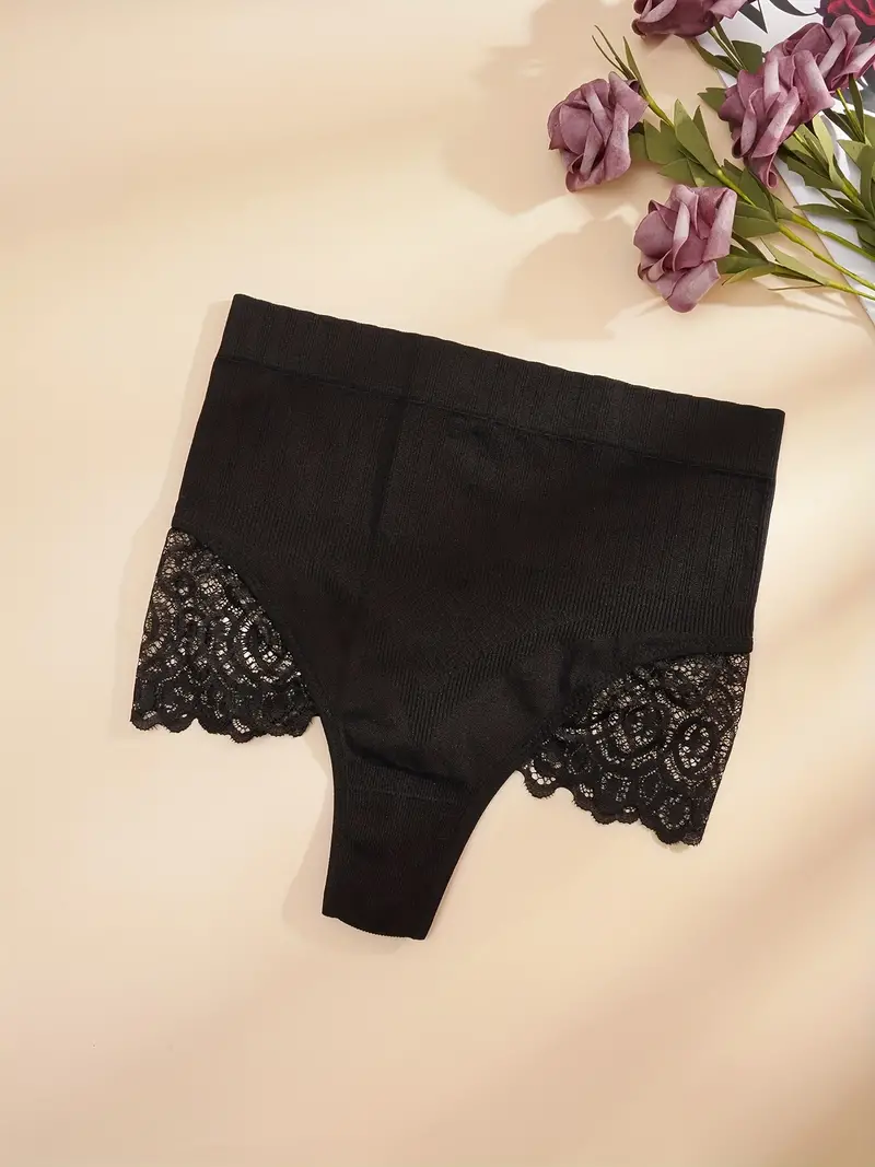 Contrast Lace Thongs Soft Comfy Scallop Trim Bow Tie Panties - Temu Sweden