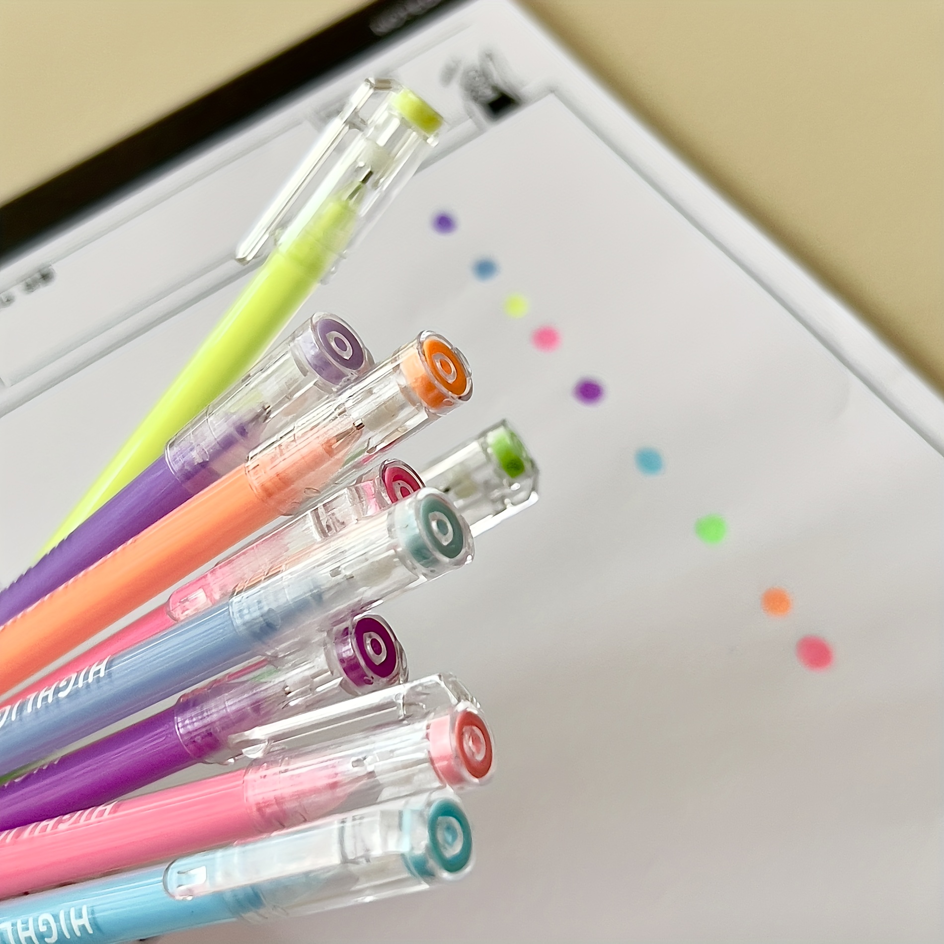 9pcs/pack Retractable Gel Pens for Journaling Painting Multi