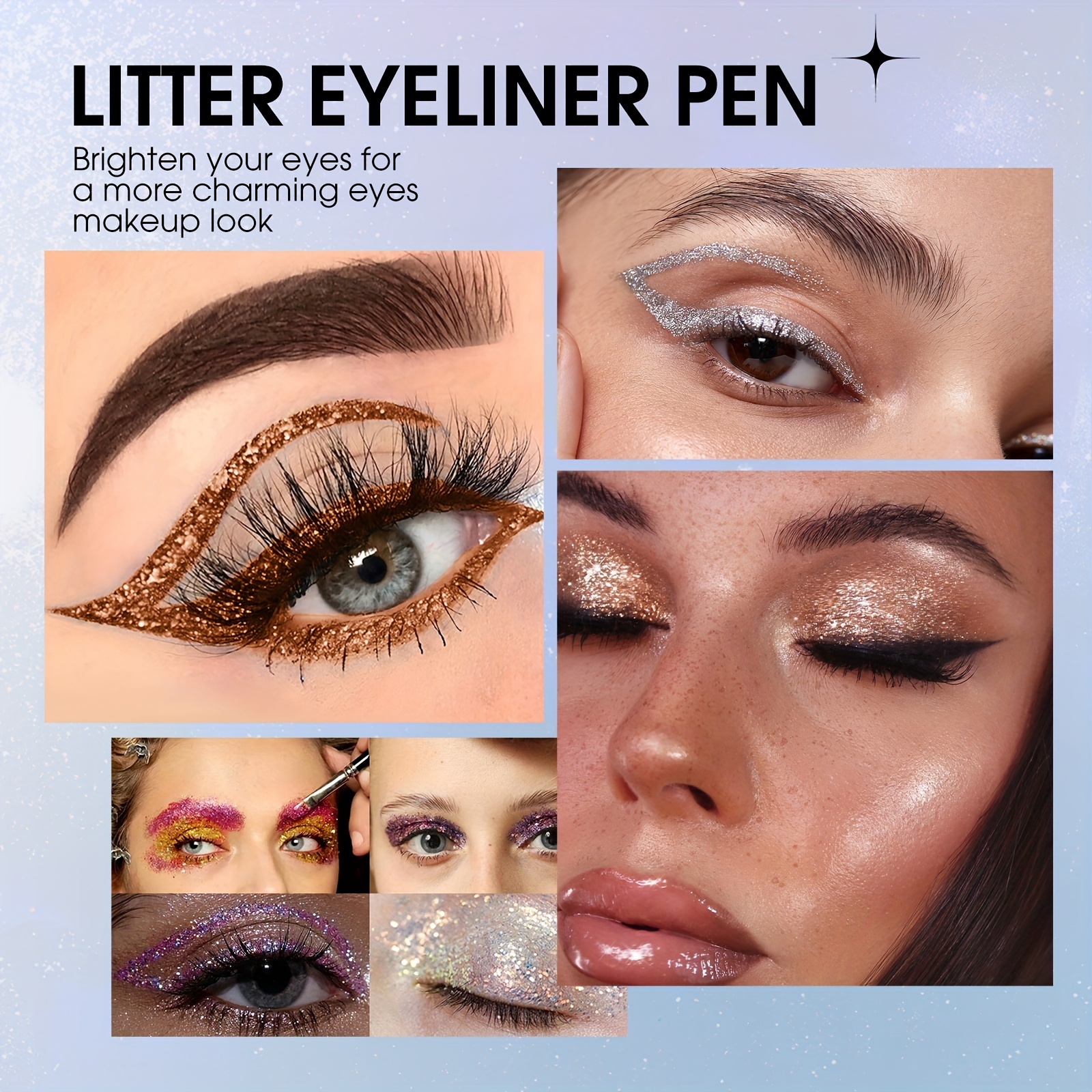 8 Colors Glitter Eyeliner Set Waterproof Easy to Apply