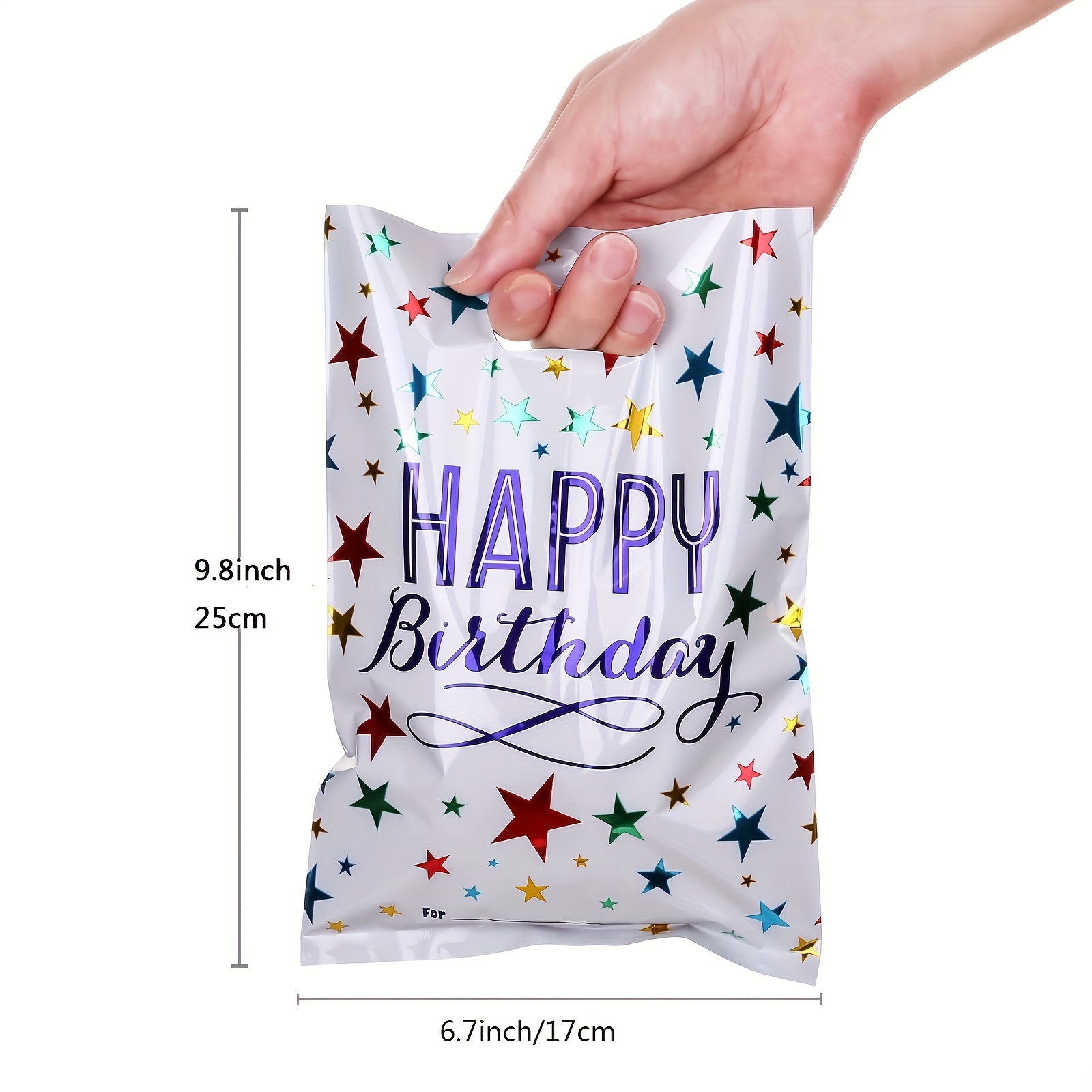 50pcs Balloon Print Gift Bag, Plastic Storage Bag For Birthday Party