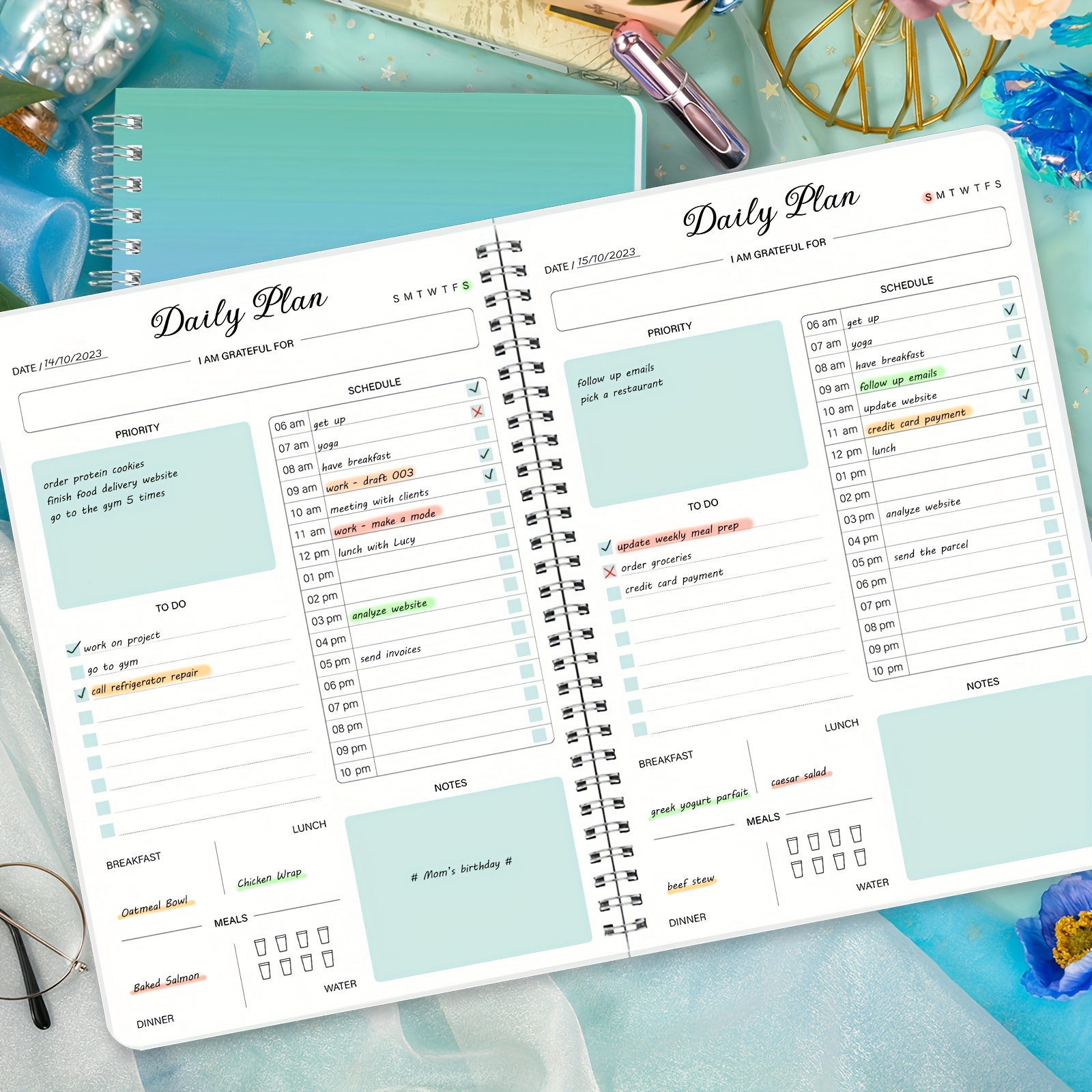  Undated Weekly Planner- Weekly Goals Notebook with To Do List  and Habit Tracker, Journal Planner, Agenda 2024-2025 Daily Weekly Planner  Undated Hardcover, a5, 8.6 x 6.3 inches, White : Office Products