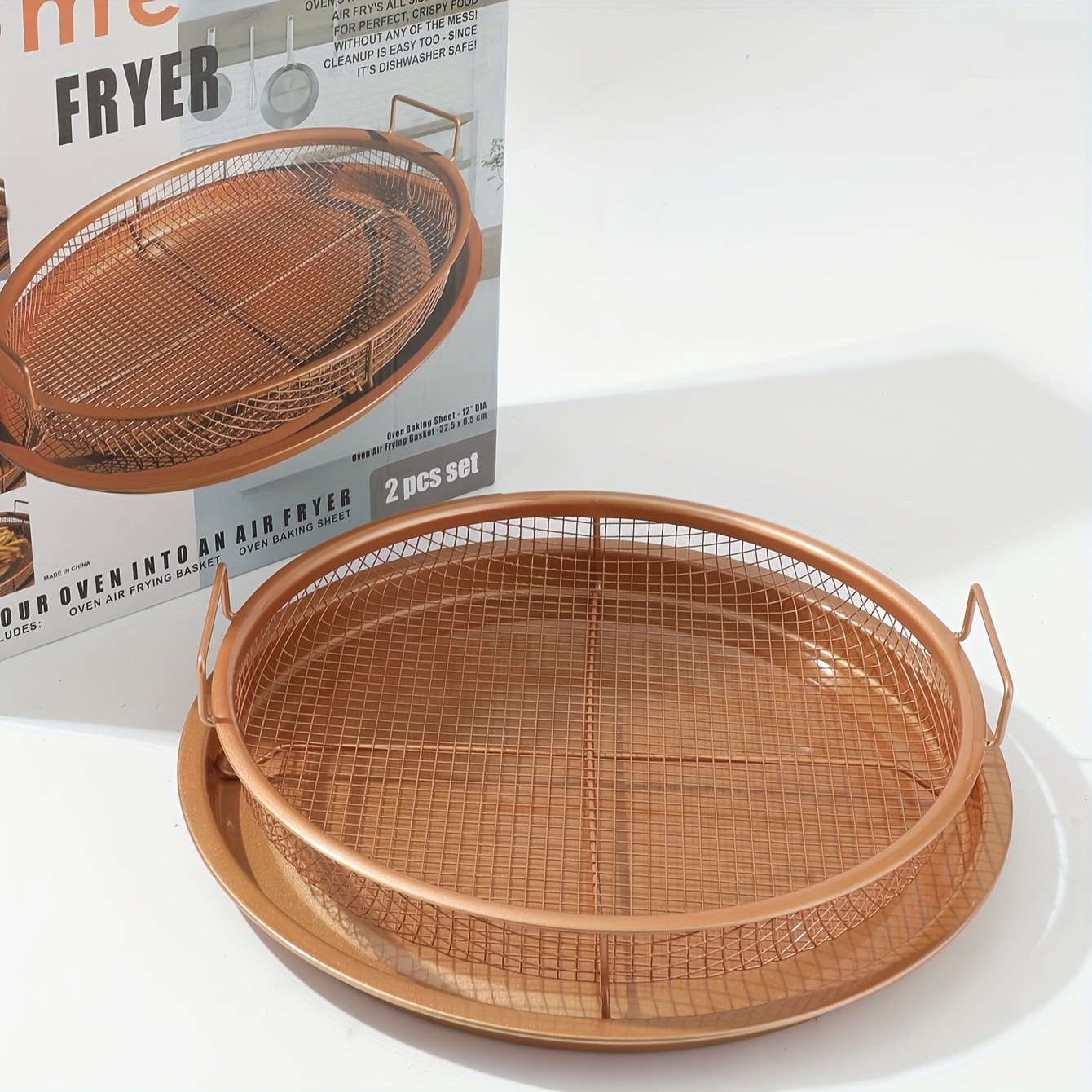 Copper Oven Air Fryer Non-Stick Circular Baking Sheet Crisper