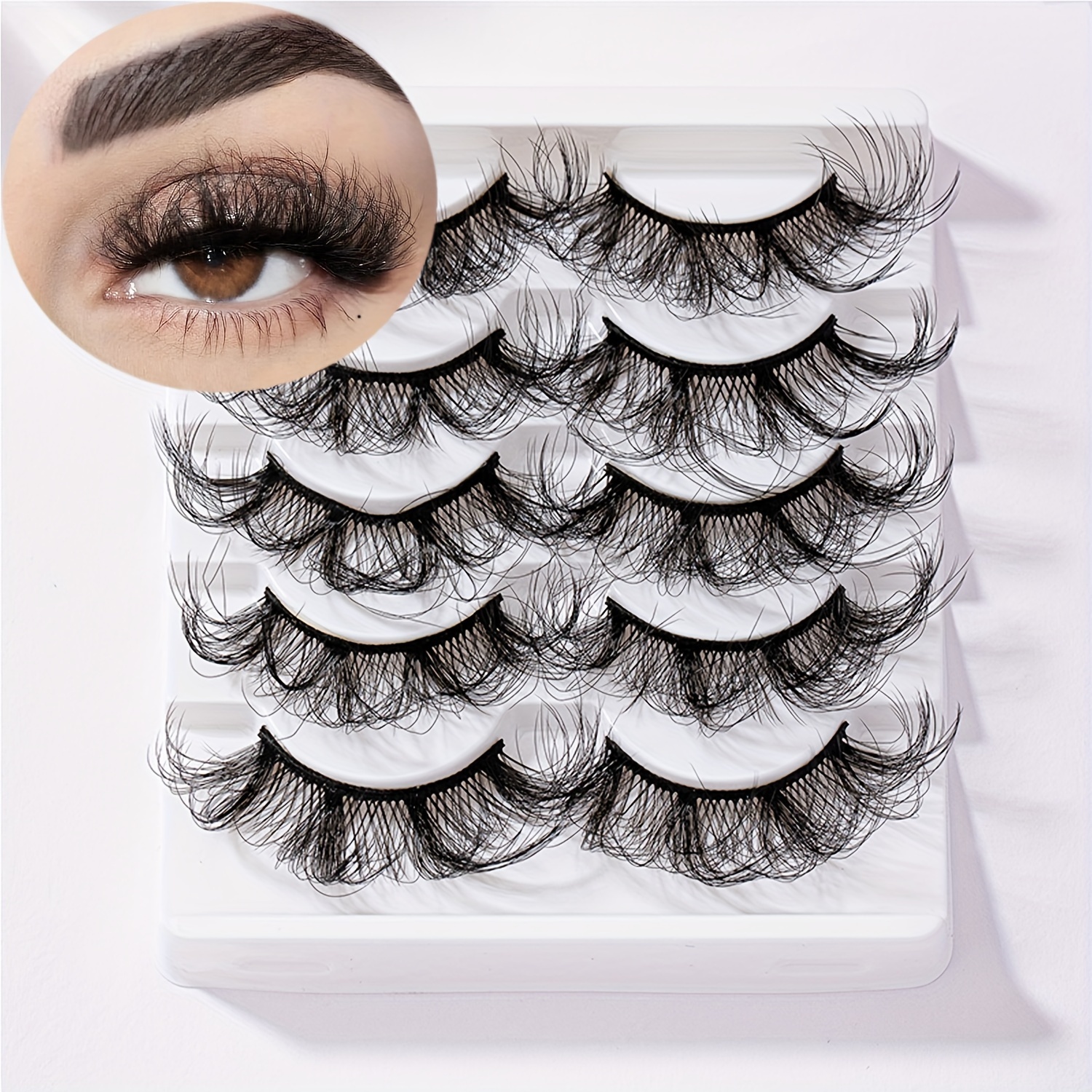 Faux Mink Lashes False Eyelashes Long Wispy Messy Lashes - Temu